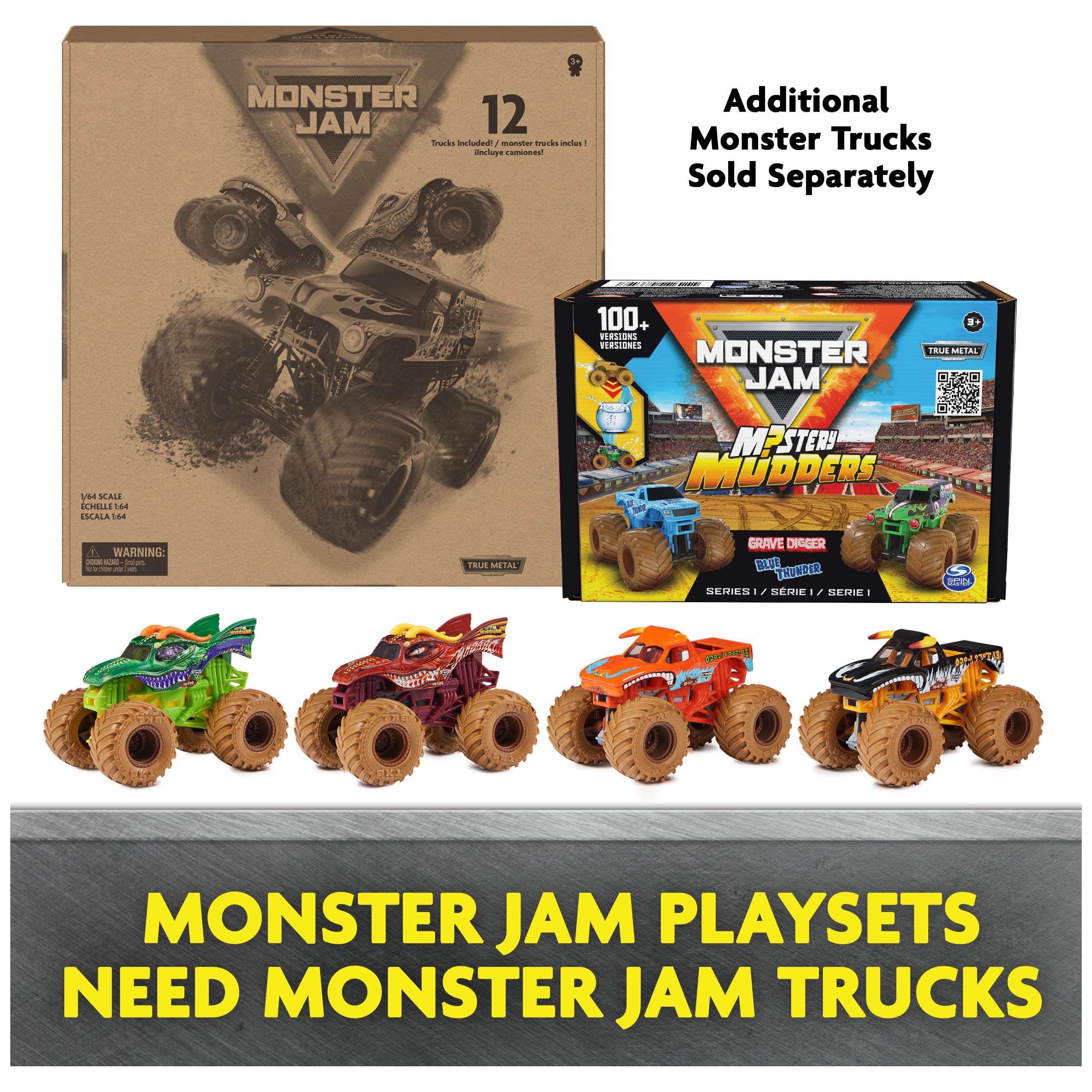 Monster Jam, Mystery Mudders 2-Pack Monster Trucks, Official 1:64 Die-Cast Vehic - Thumbnail 7