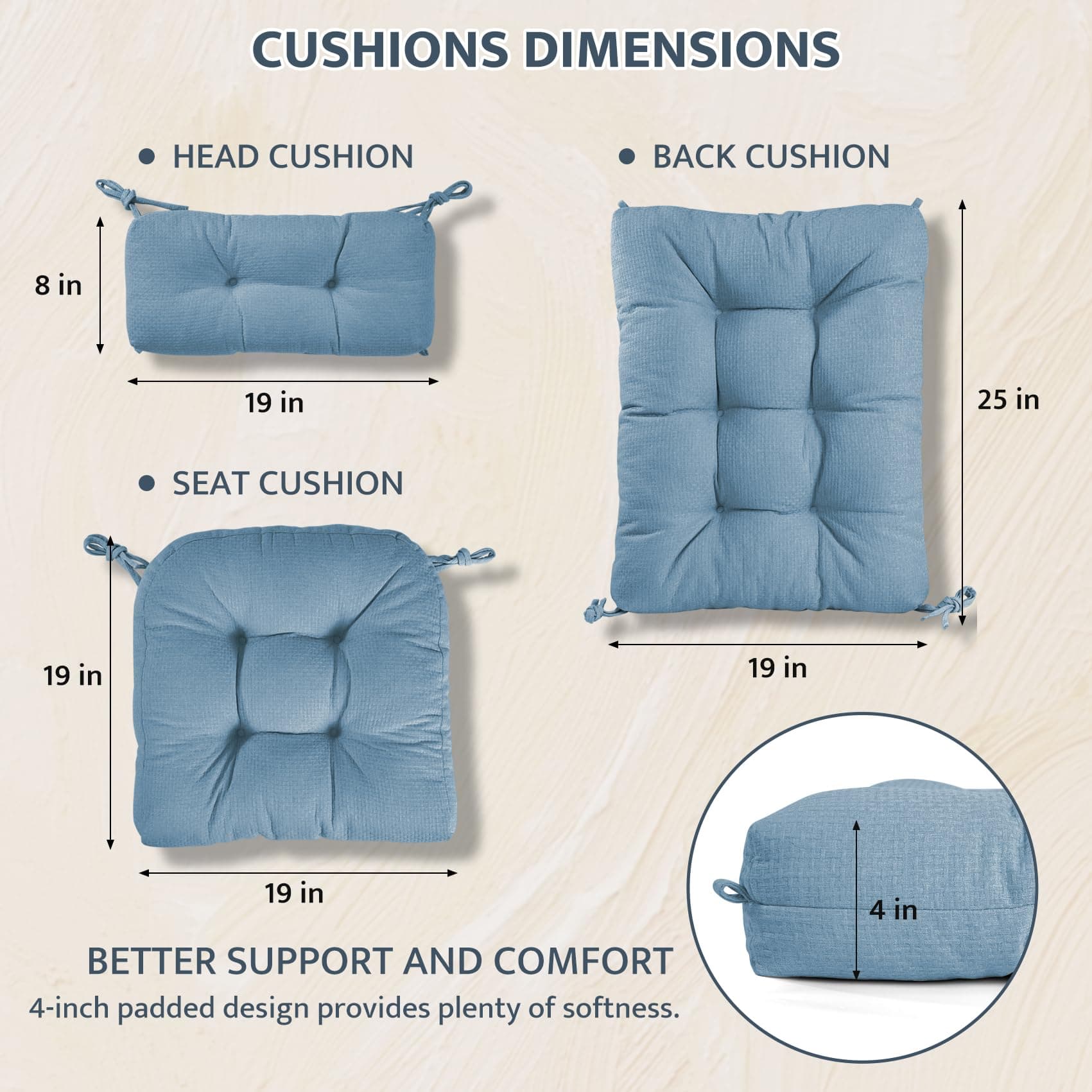 mudilun Rocking Chair Cushion Anti-Slip Tufted High Back Rocker Chair Cushion wi - Thumbnail 2