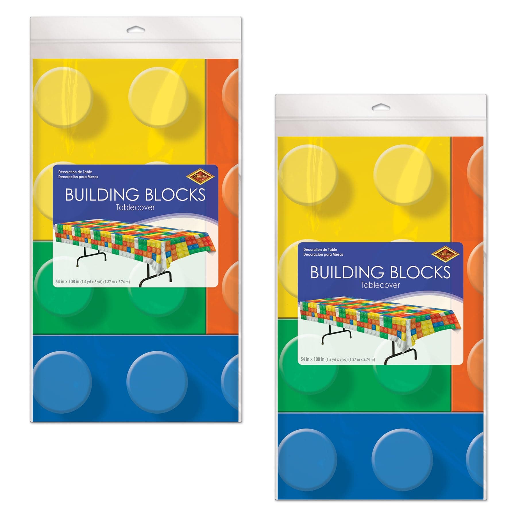 Beistle 2-Pack Building Blocks Tablecovers, Plastic Building Block Table Cloth, - Thumbnail 6