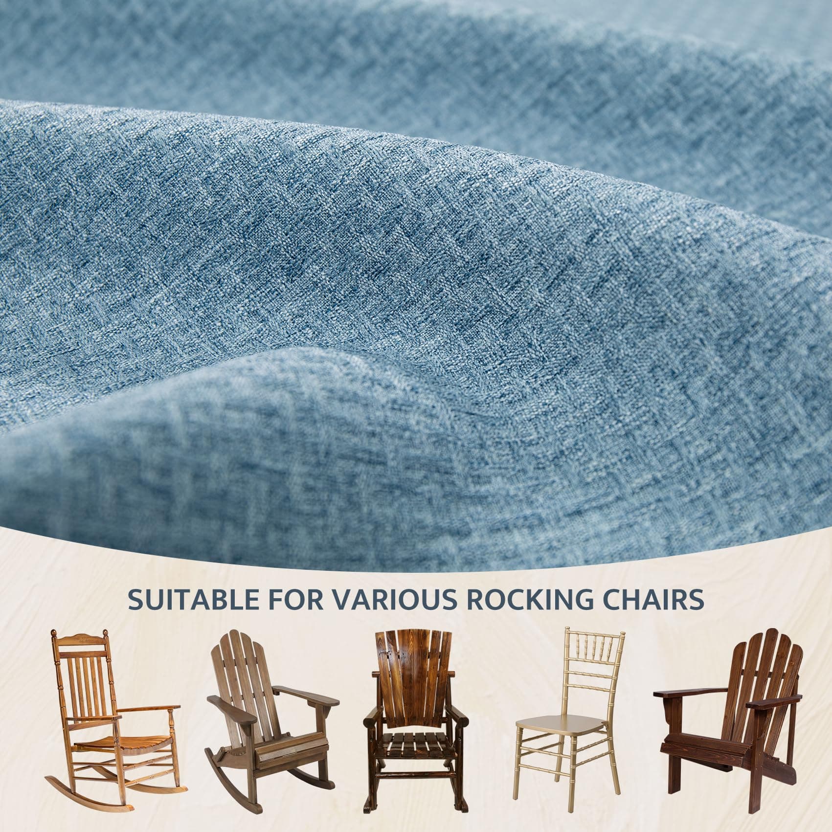 mudilun Rocking Chair Cushion Anti-Slip Tufted High Back Rocker Chair Cushion wi - Thumbnail 6