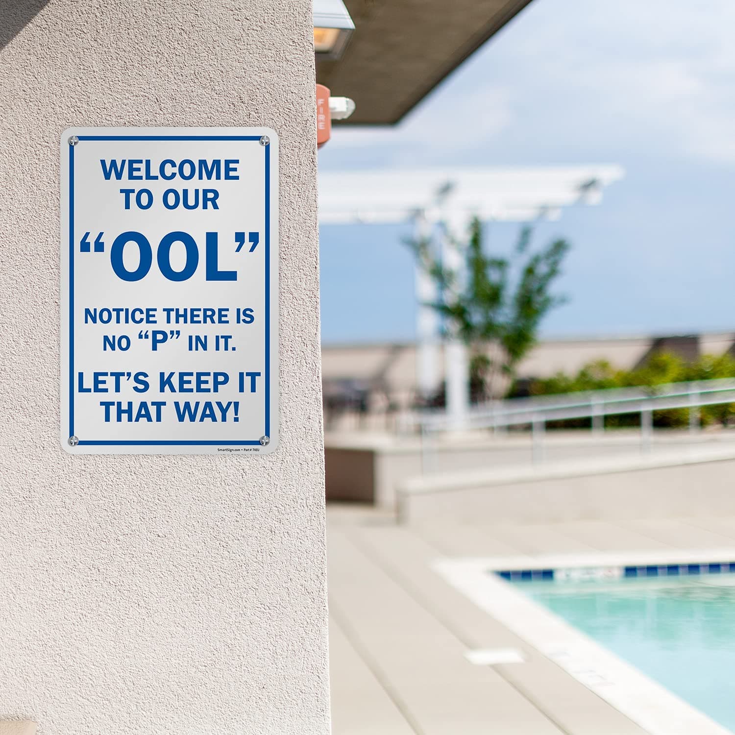 SmartSign 18x12 inch Welcome Pool Notice Funny Metal Sign Rustproof Aluminum Blu - Thumbnail 3