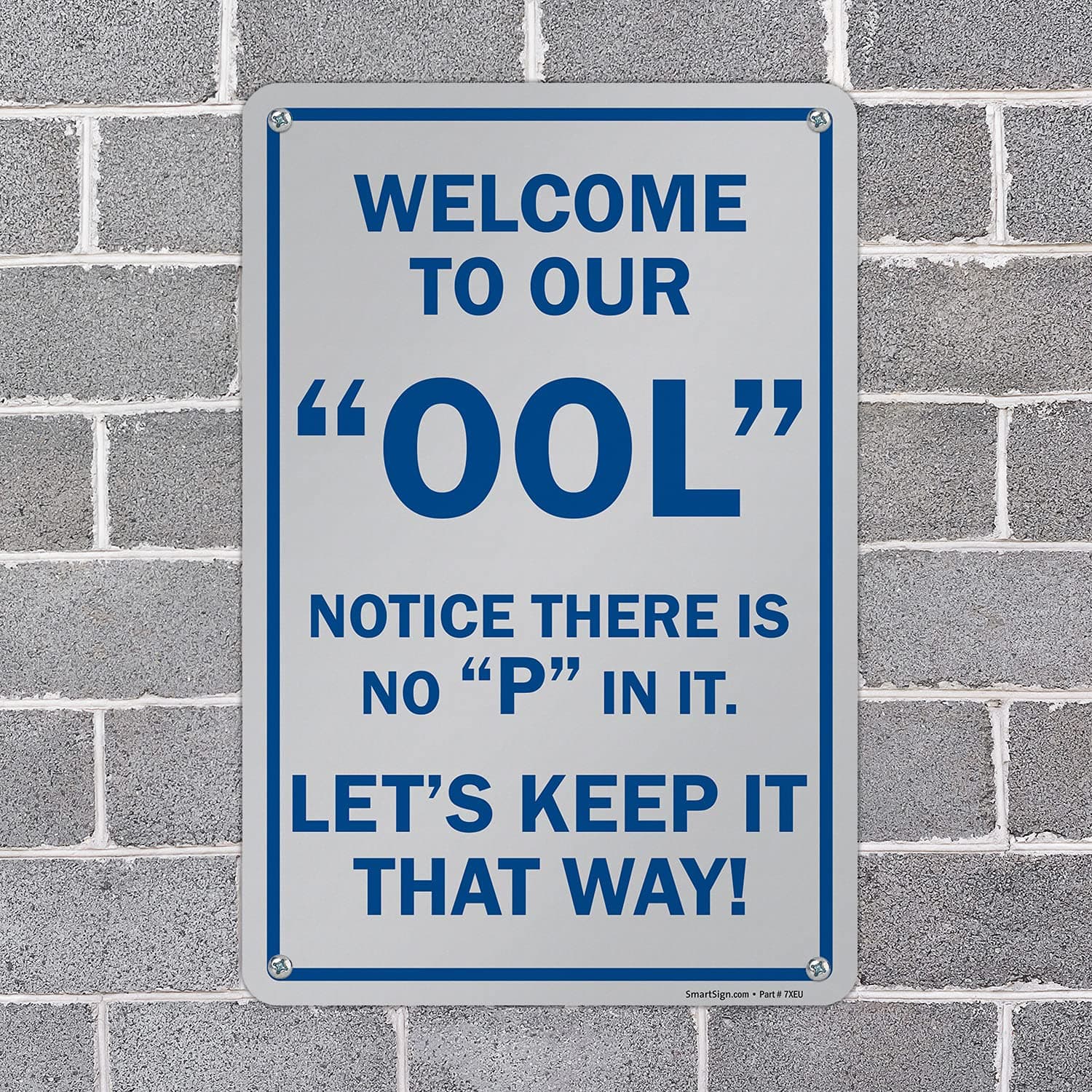 SmartSign 18x12 inch Welcome Pool Notice Funny Metal Sign Rustproof Aluminum Blu - Thumbnail 4