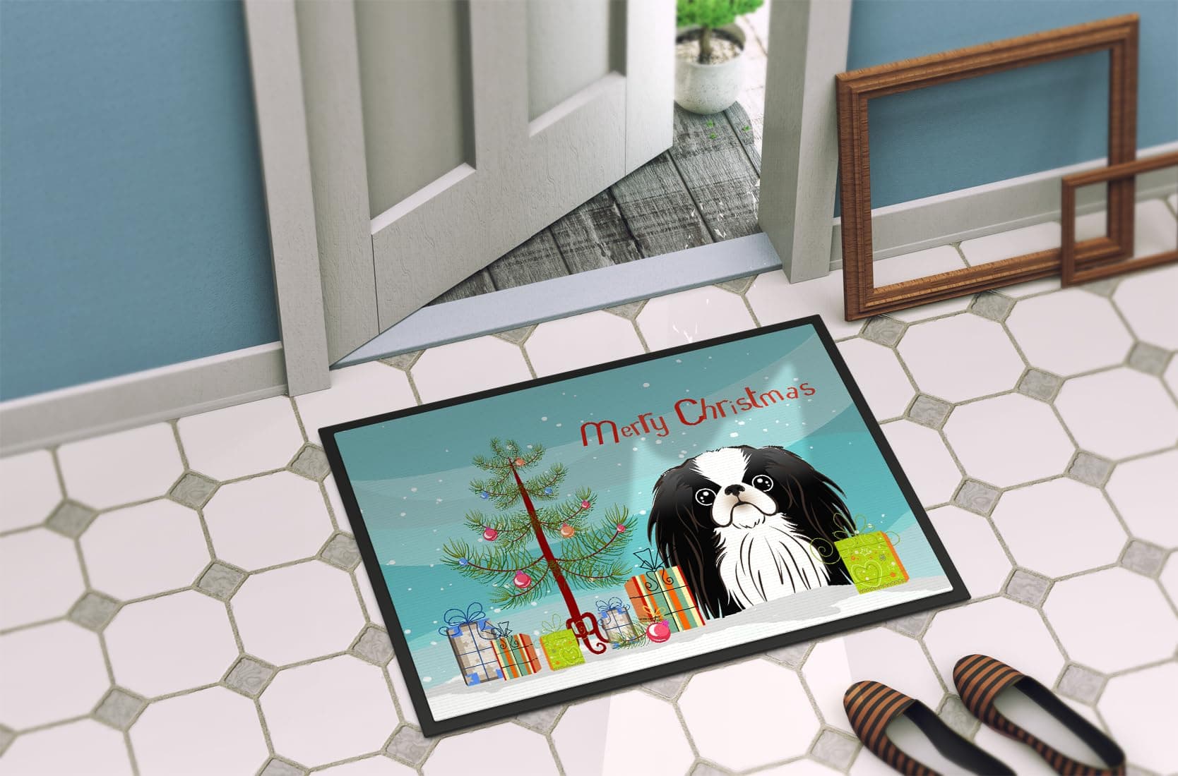 Caroline's Treasures BB1602MAT Christmas Tree and Japanese Chin Doormat 18x27 Fr - Thumbnail 4