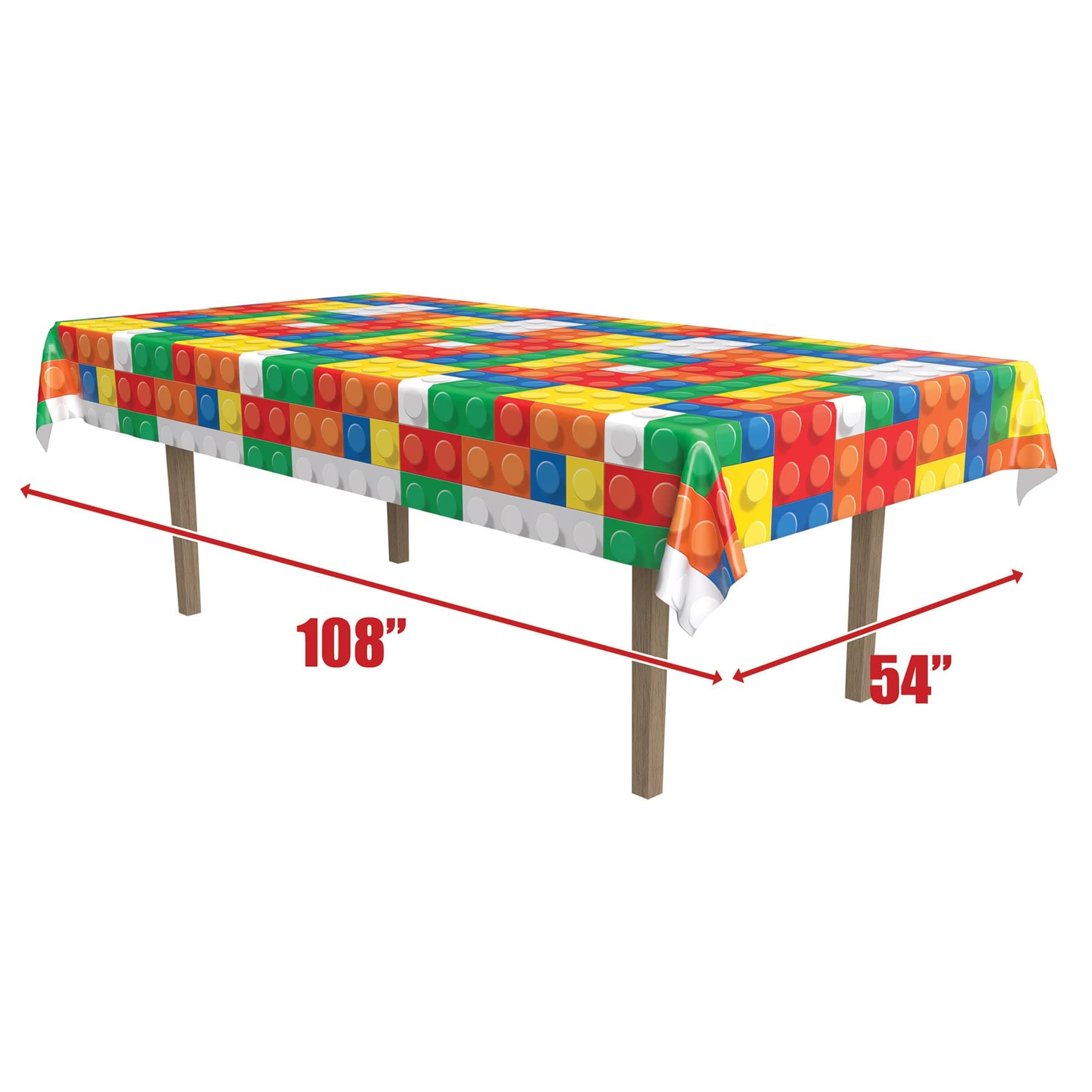 Beistle 2-Pack Building Blocks Tablecovers, Plastic Building Block Table Cloth, - Thumbnail 2