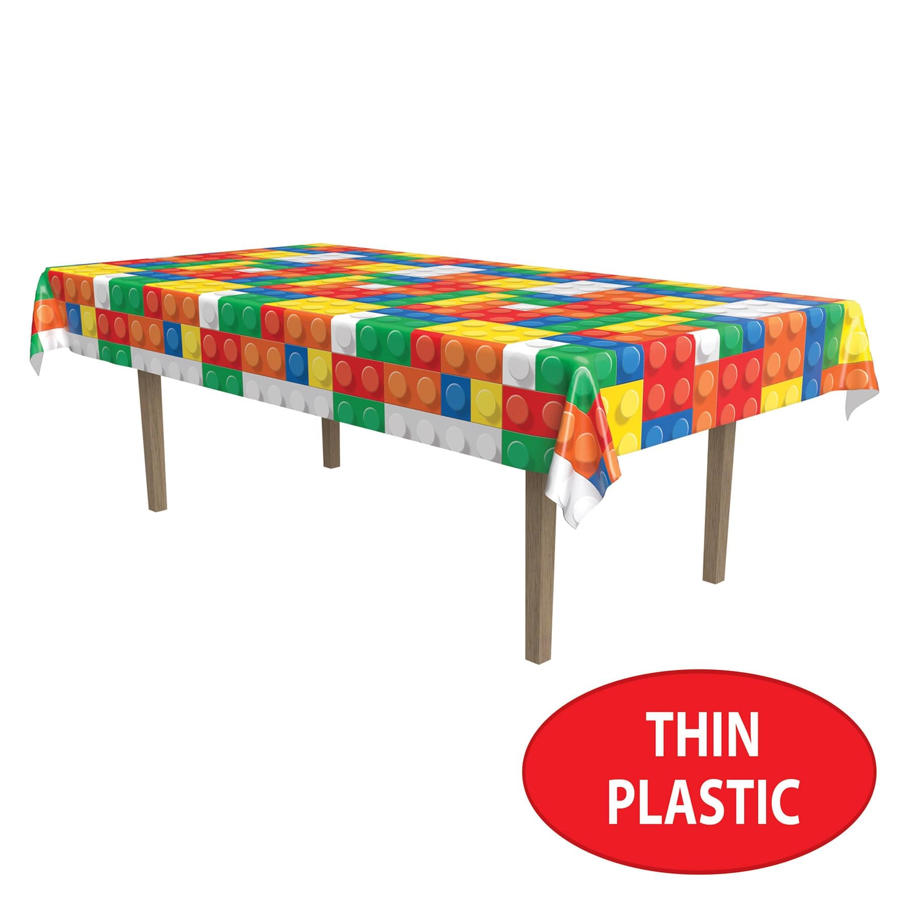 Beistle 2-Pack Building Blocks Tablecovers, Plastic Building Block Table Cloth, - Thumbnail 3