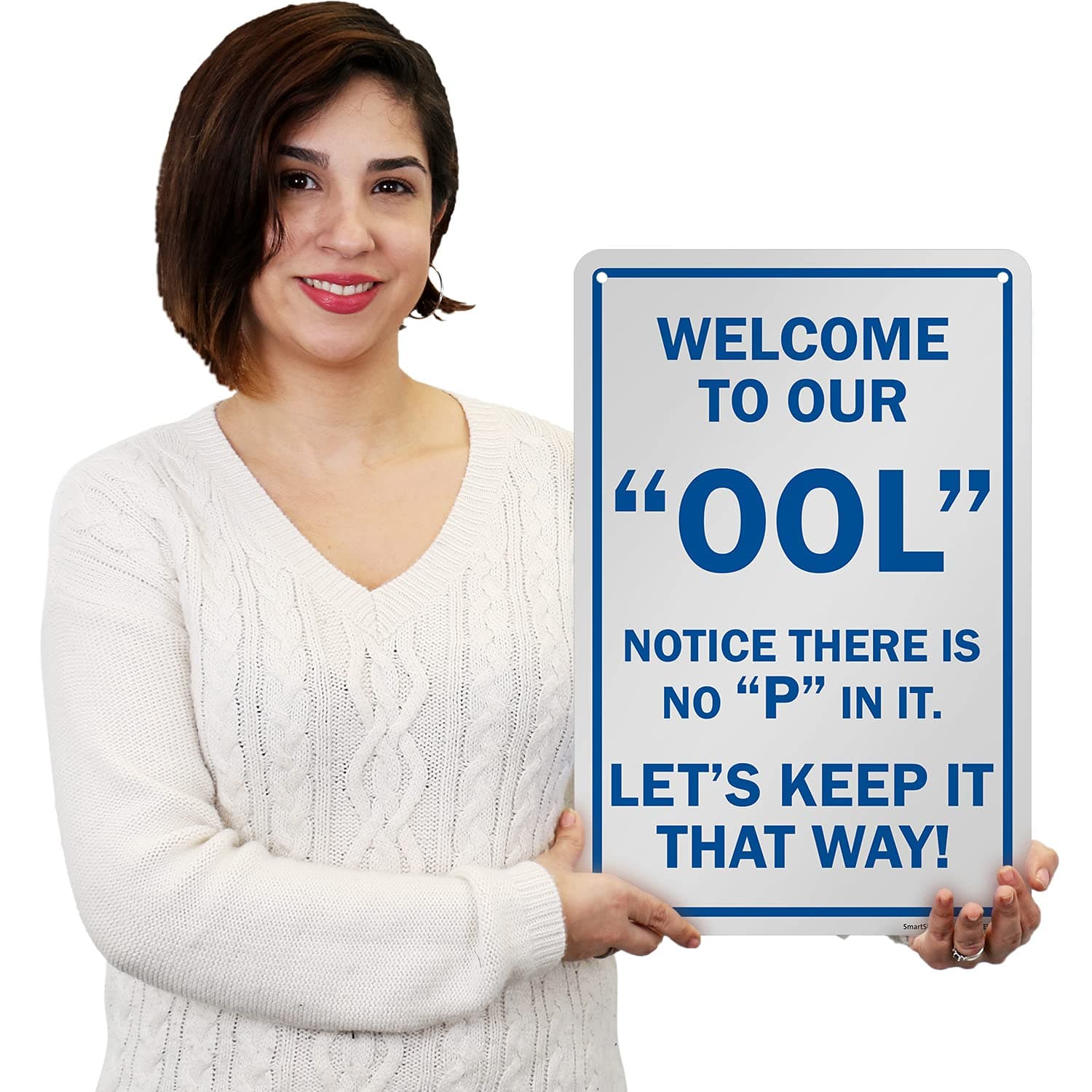 SmartSign 18x12 inch Welcome Pool Notice Funny Metal Sign Rustproof Aluminum Blu - Thumbnail 2
