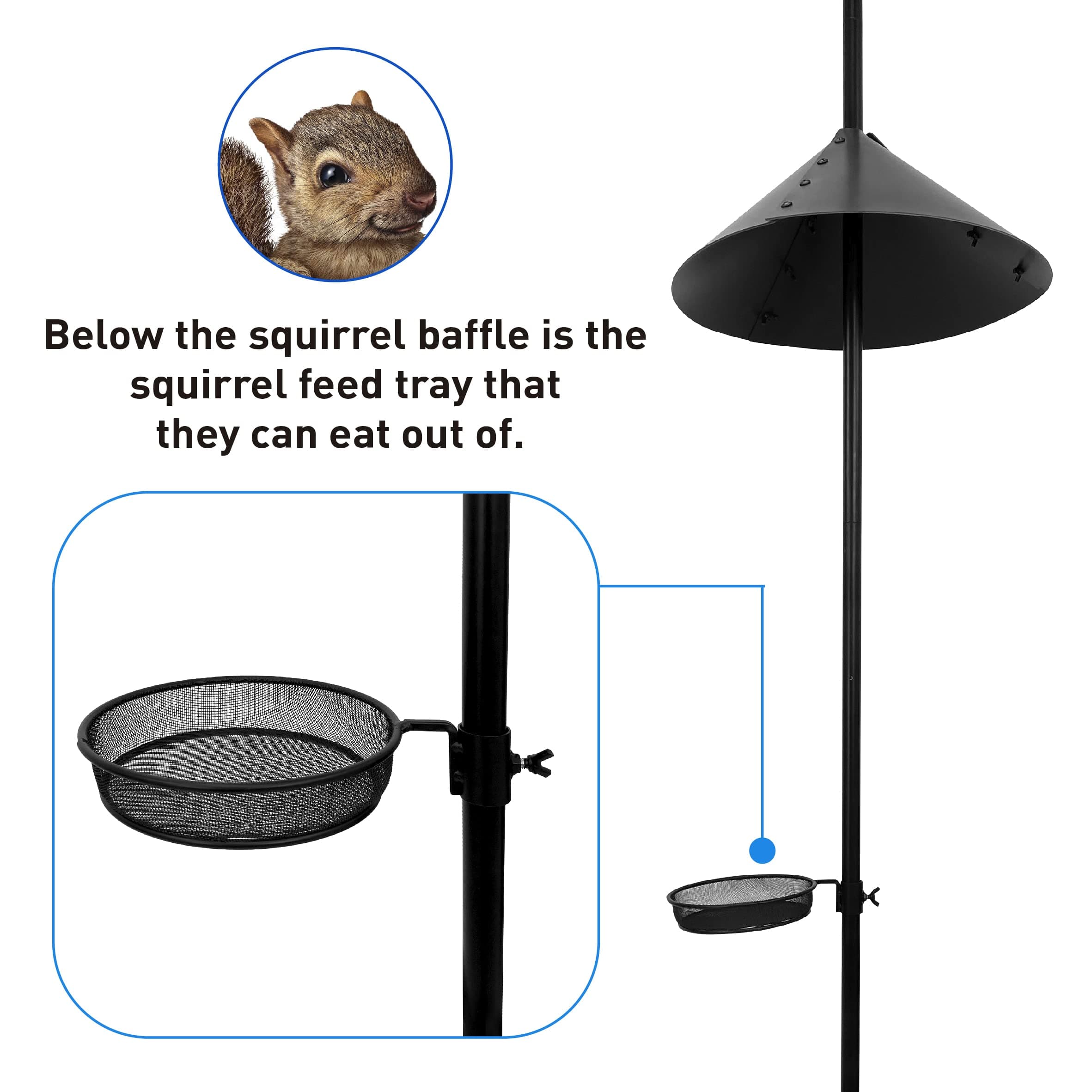 EasyGo Squirrel-Proof 81" Bird Feeder Station - 2 Feeders, Peanut Feeder, Baffle - Thumbnail 7