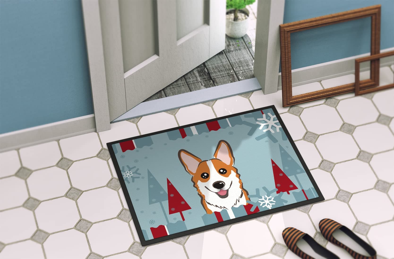 Caroline's Treasures BB1750MAT Winter Holiday Red Corgi Doormat 18x27 Front Door - Thumbnail 4