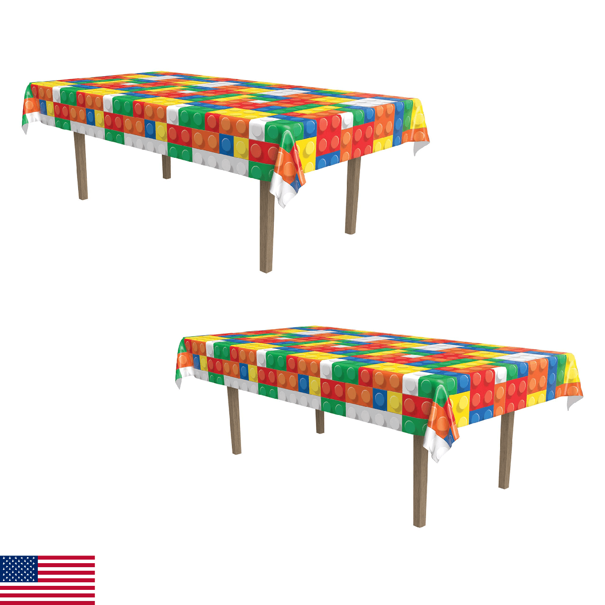 Beistle 2-Pack Building Blocks Tablecovers, Plastic Building Block Table Cloth, - Image 1