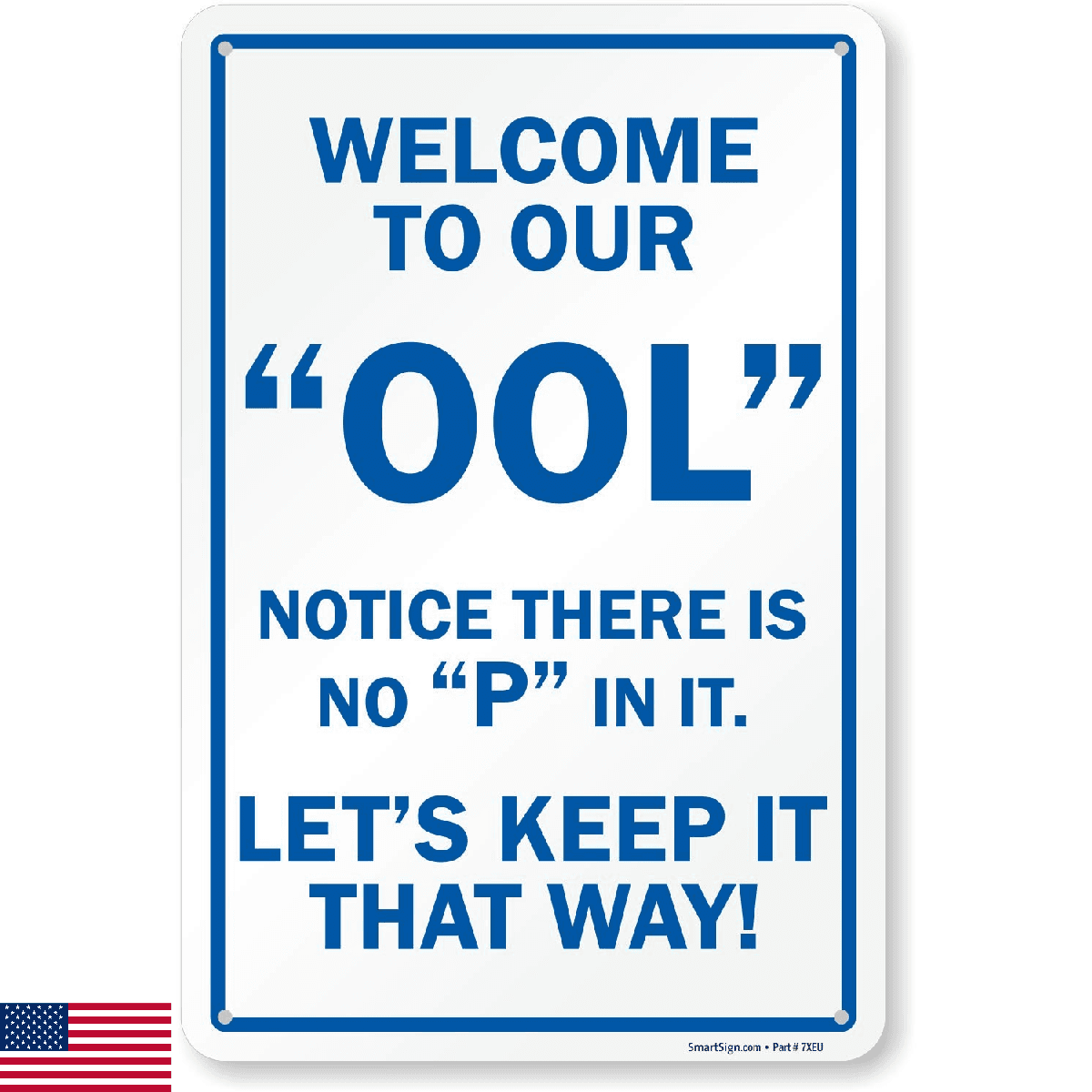 SmartSign 18x12 inch Welcome Pool Notice Funny Metal Sign Rustproof Aluminum Blu - Image 1