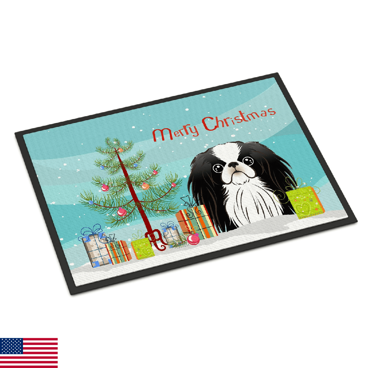Caroline's Treasures BB1602MAT Christmas Tree and Japanese Chin Doormat 18x27 Fr - Image 1
