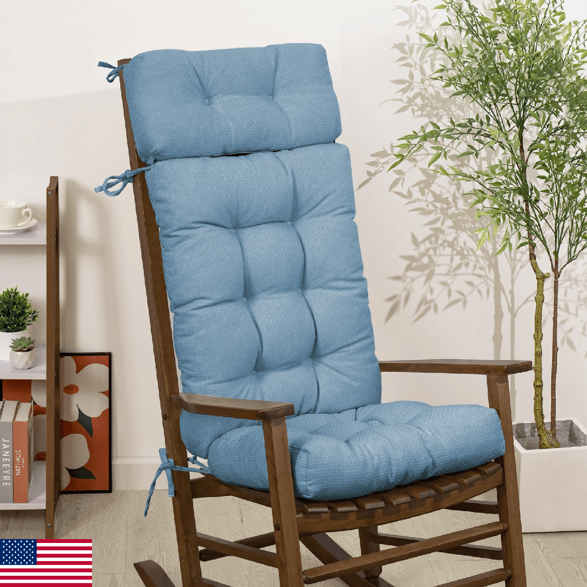 mudilun Rocking Chair Cushion Anti-Slip Tufted High Back Rocker Chair Cushion wi - Image 1