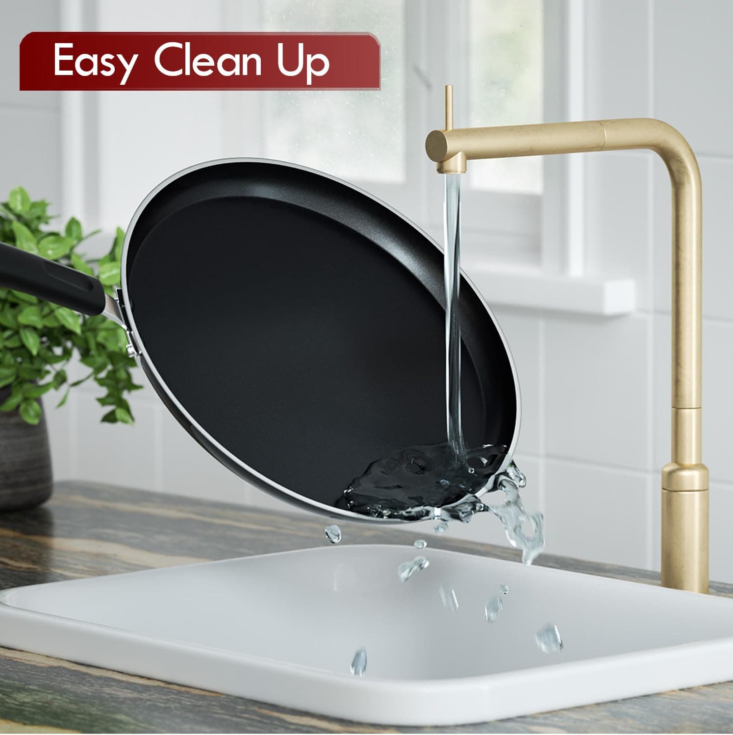 Cook N Home 10.25-Inch Nonstick Heavy Gauge Crepe Pancake Pan Griddle, 26cm, Bla - Thumbnail 4