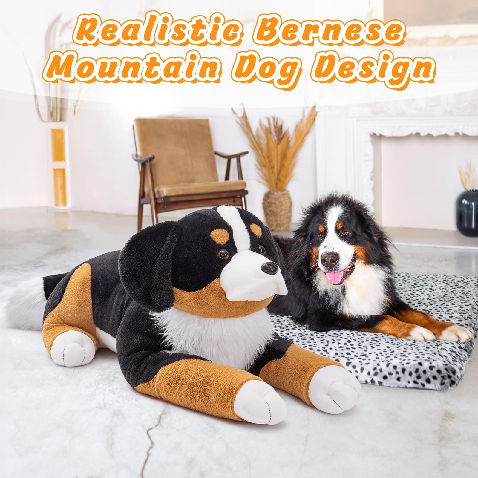 MaoGoLan Giant Bernese Mountain Dog Plush Toy 39.3" Large Soft Stuffed Animal Ki - Thumbnail 3