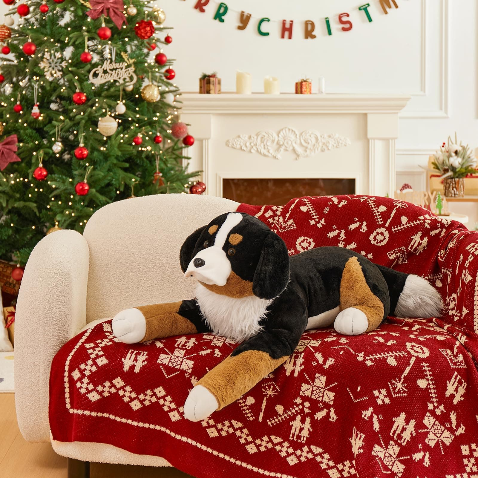 MaoGoLan Giant Bernese Mountain Dog Plush Toy 39.3" Large Soft Stuffed Animal Ki - Thumbnail 7