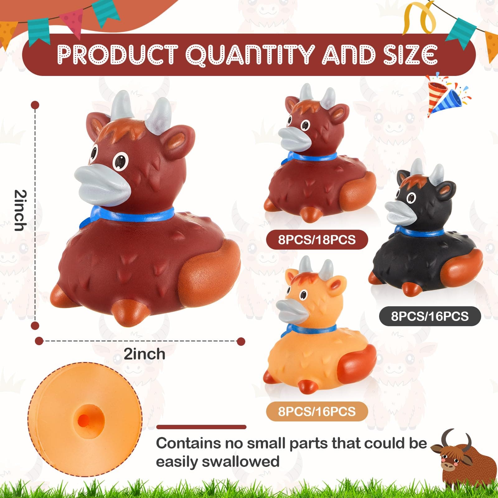 Deekin Rubber Ducks 2 Inch Animal Party Favors Small Rubber Ducks for Cruise Shi - Thumbnail 2