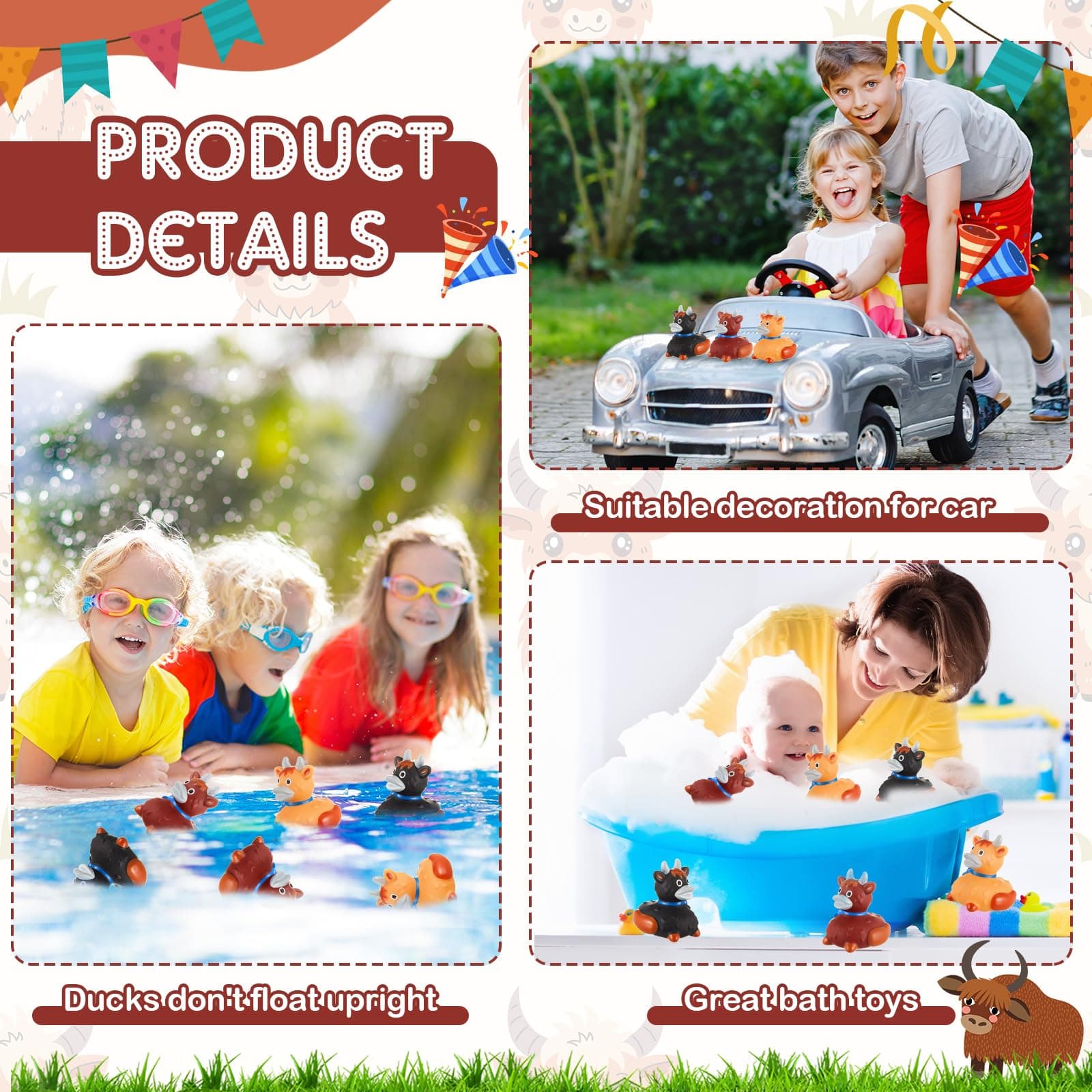 Deekin Rubber Ducks 2 Inch Animal Party Favors Small Rubber Ducks for Cruise Shi - Thumbnail 5