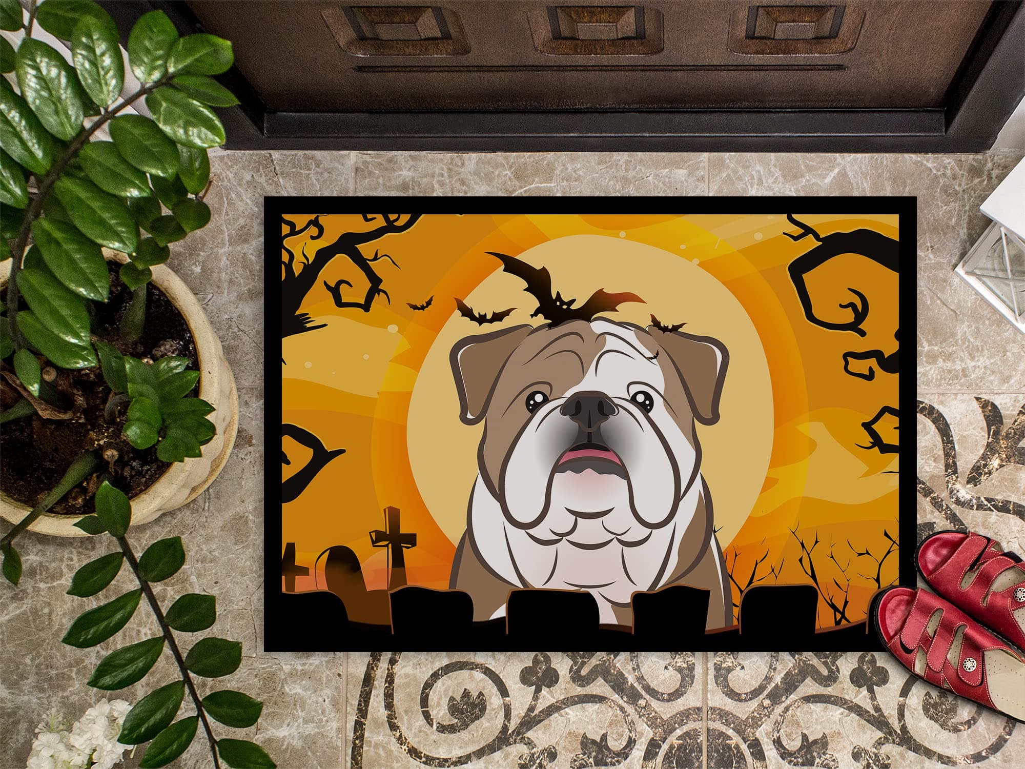 Caroline's Treasures BB1777MAT Halloween English Bulldog Doormat 18x27 Front Doo - Thumbnail 3
