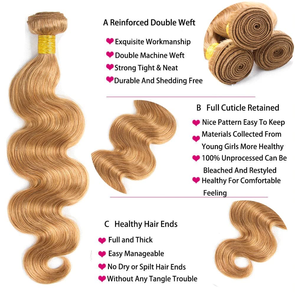 Highlight P27613 Body Wave Bundles Human Hair Double Weft Brazilian Hair Extensi - Thumbnail 3