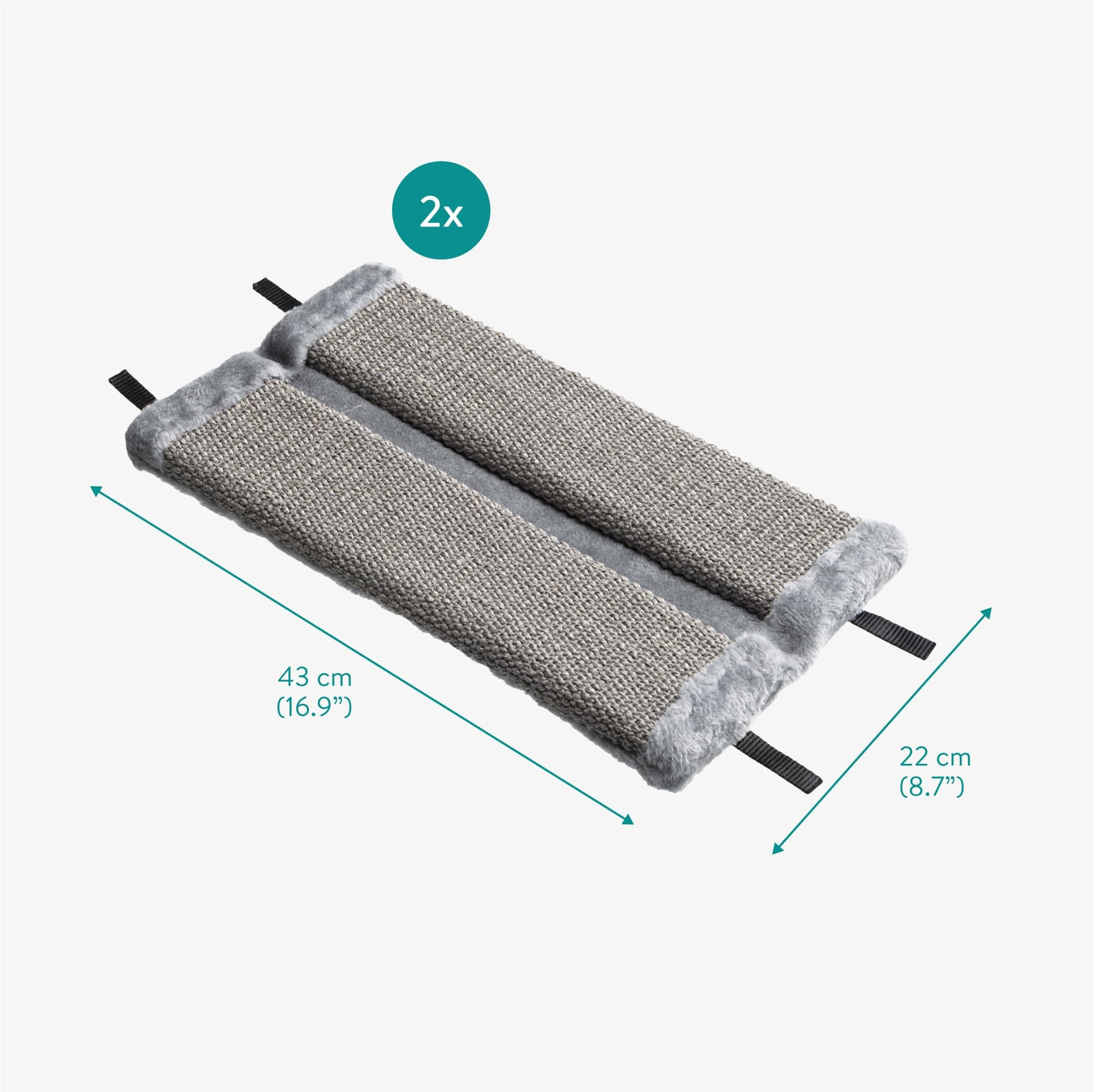 Navaris Wall Mounted Cat Corner Scratcher Set 2 Grey Durable Sisal Wall Mount wi - Thumbnail 6