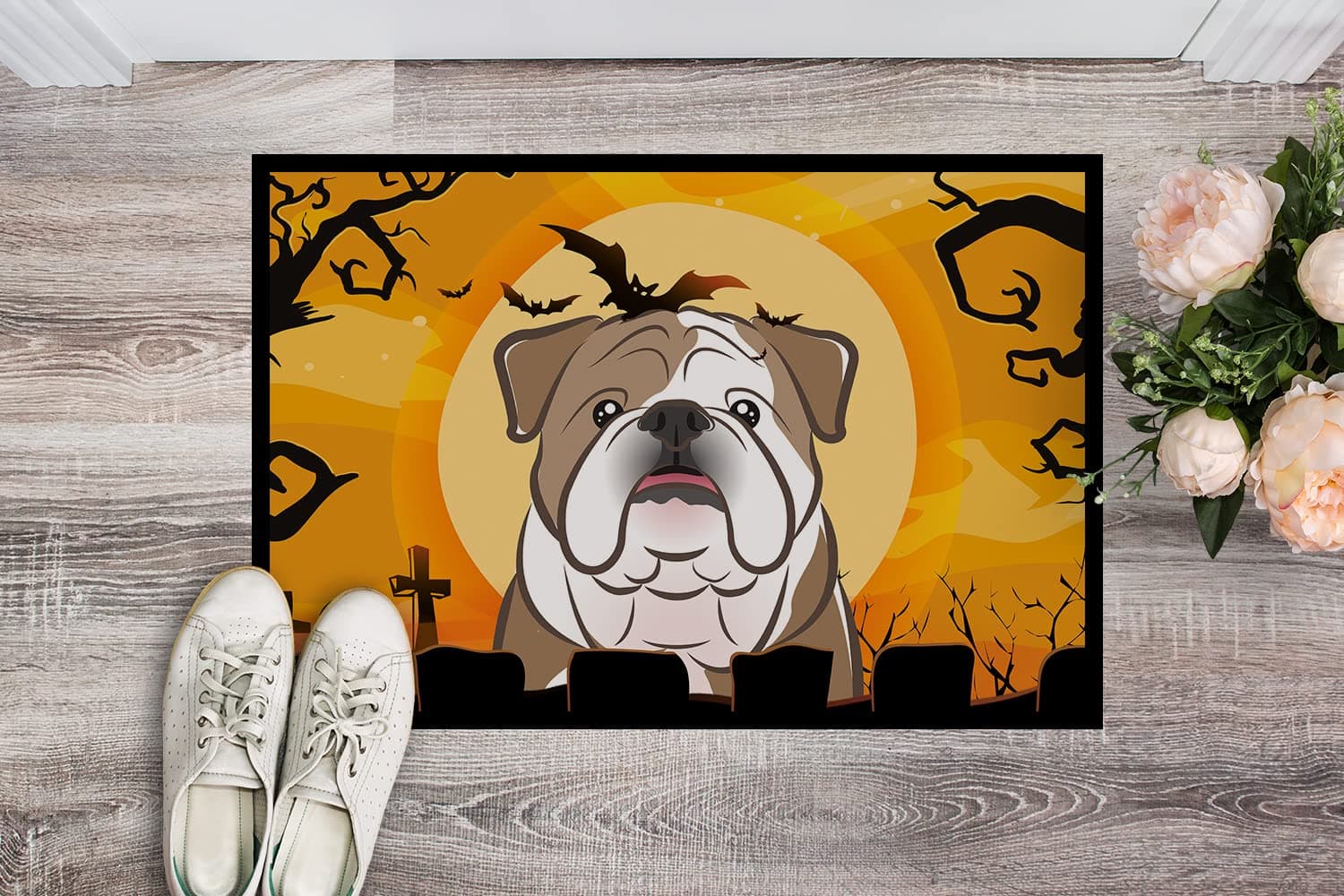 Caroline's Treasures BB1777MAT Halloween English Bulldog Doormat 18x27 Front Doo - Thumbnail 2