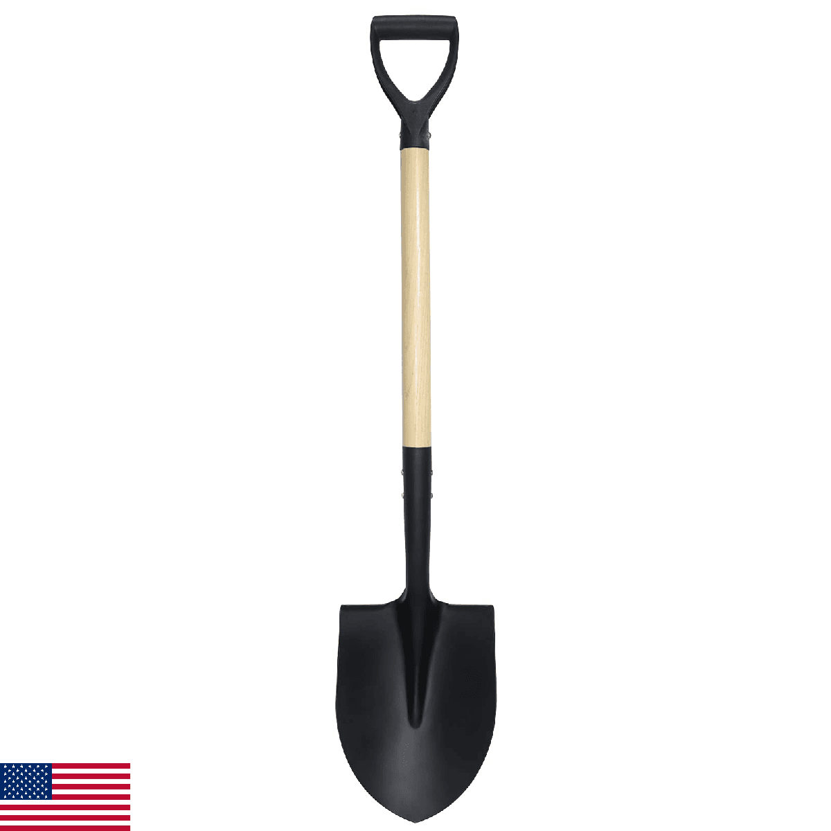 Round Digging Shovel w/ D-Handle, 41" Overall - Garden, Camp, Snow, Trenching To - Image 1