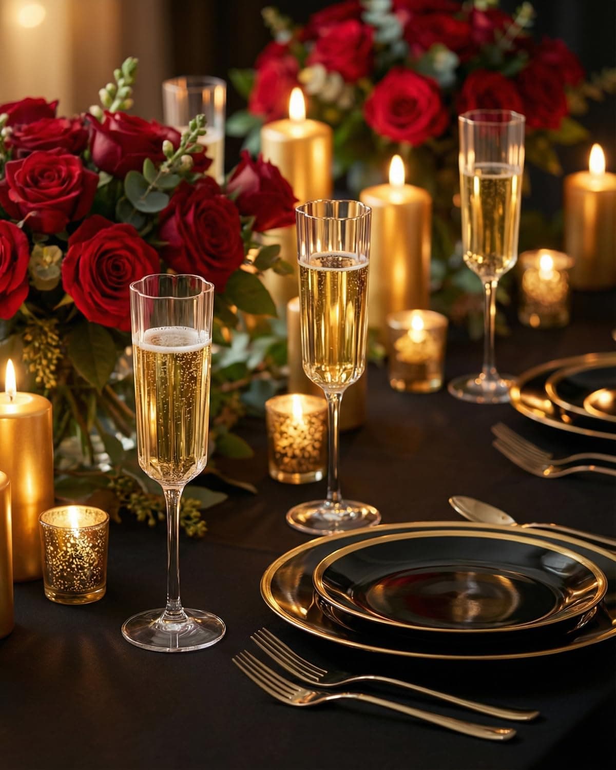 Ciaell 24 Pack Plastic Champagne Flutes - 6 Oz Flower Wavy Champagne Plastic Gla - Thumbnail 4