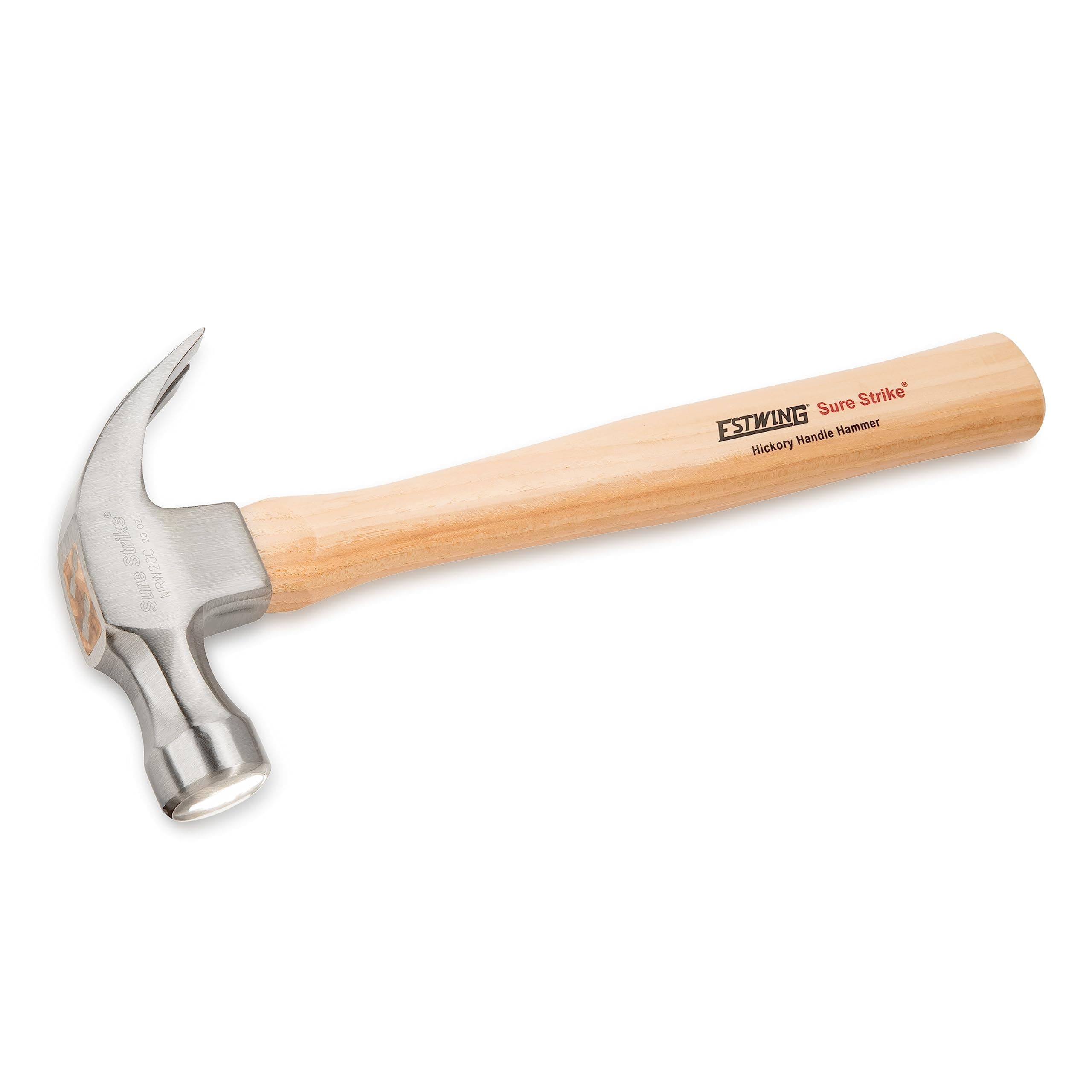 ESTWING Sure Strike 20 oz Curved Claw Hammer - Smooth Face, Hickory Handle MRW20 - Thumbnail 2