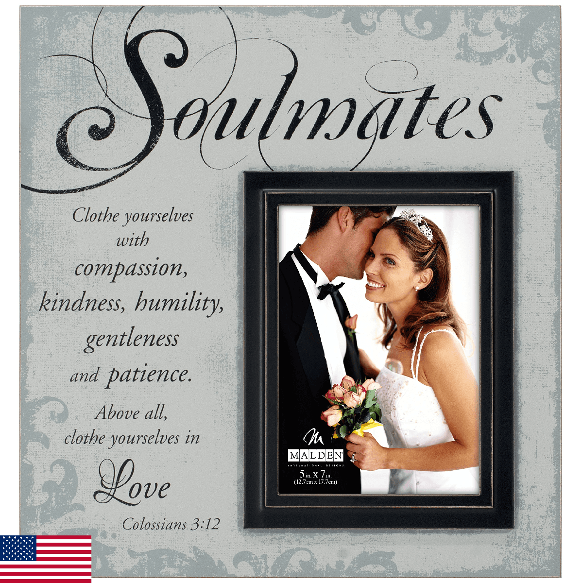 Malden International Designs Sentiments Soulmates Wood Picture Frames, 5x7/12x13 - Image 1