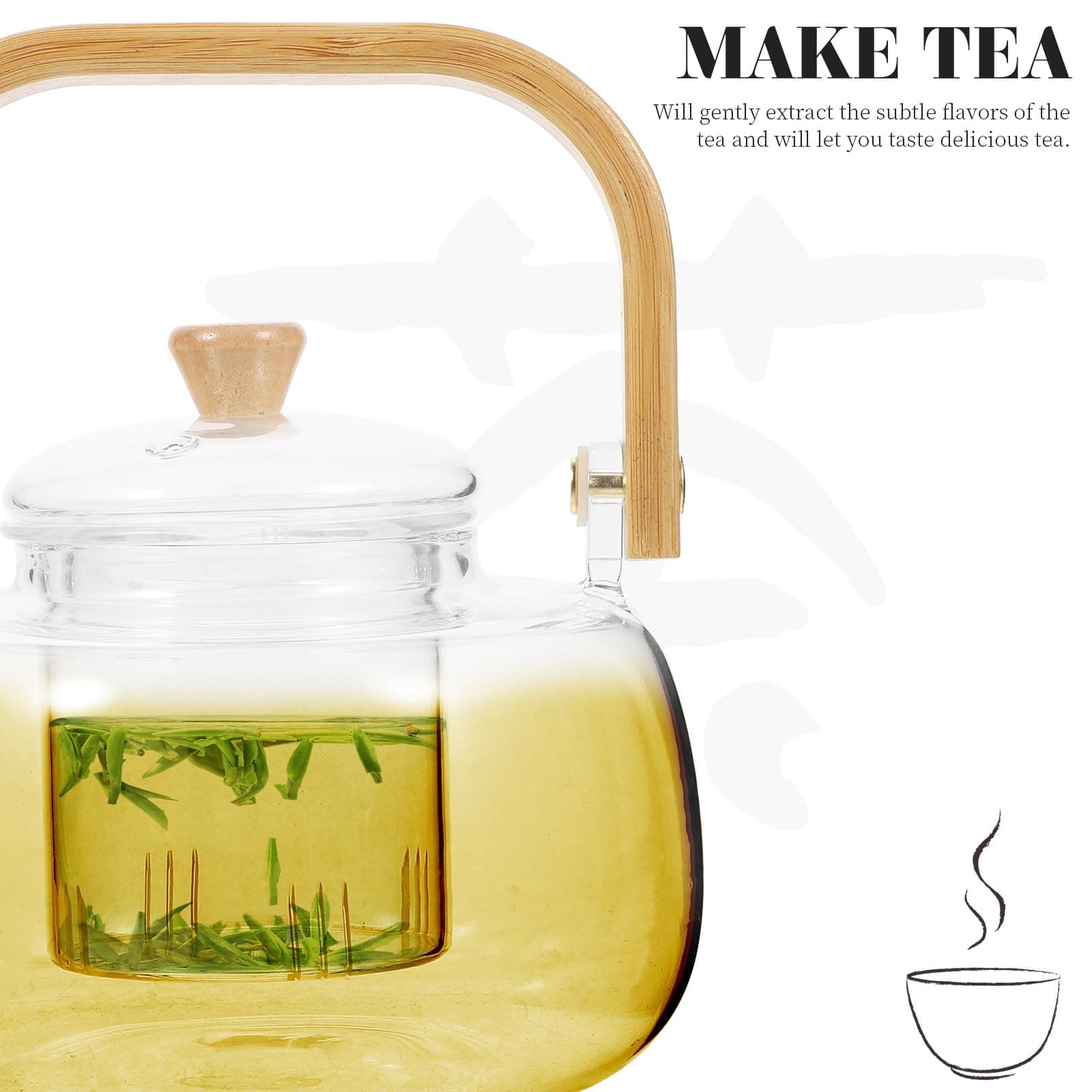 Glass Teapot with Infuser, 34oz Stovetop Safe, Loose Leaf Borosilicate Tea Kettl - Thumbnail 4