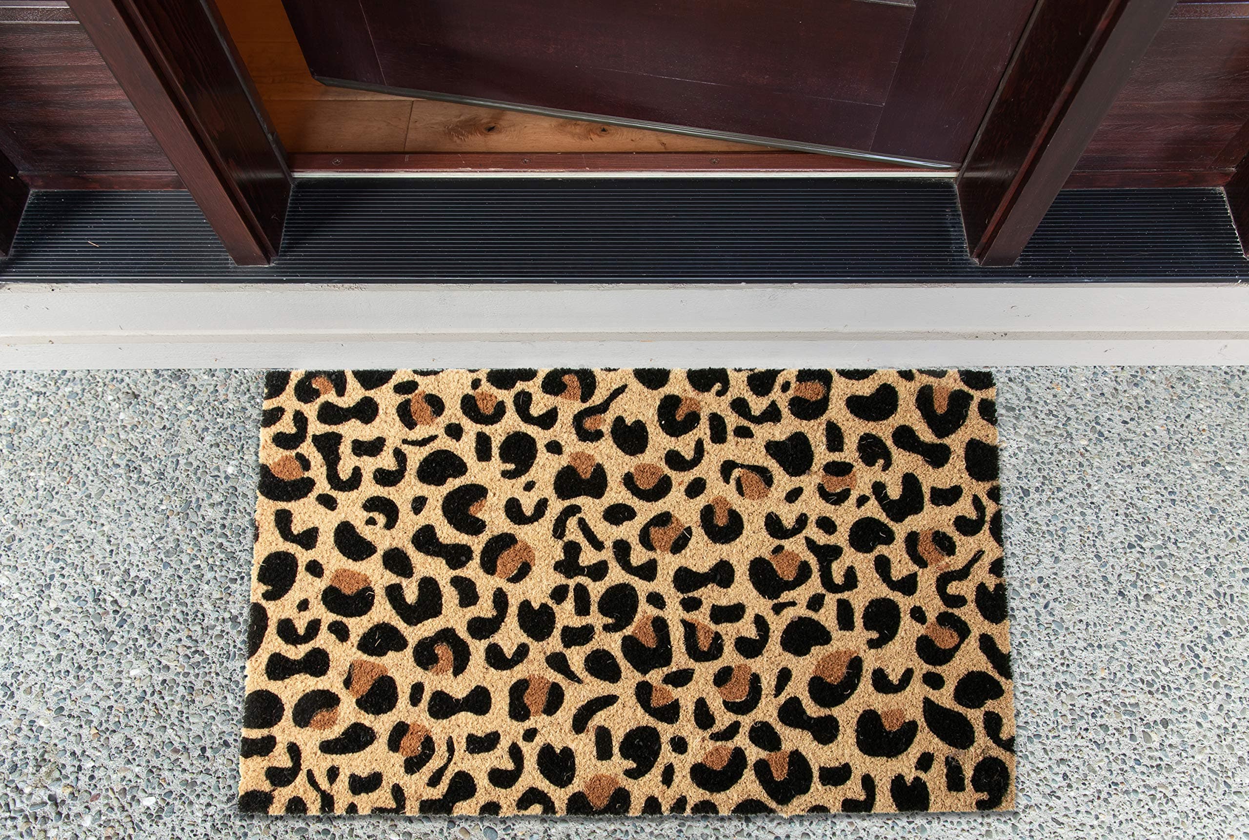 DII Colorful Design Natural Coir Doormat, 18x30, Leopard Spots - Thumbnail 2