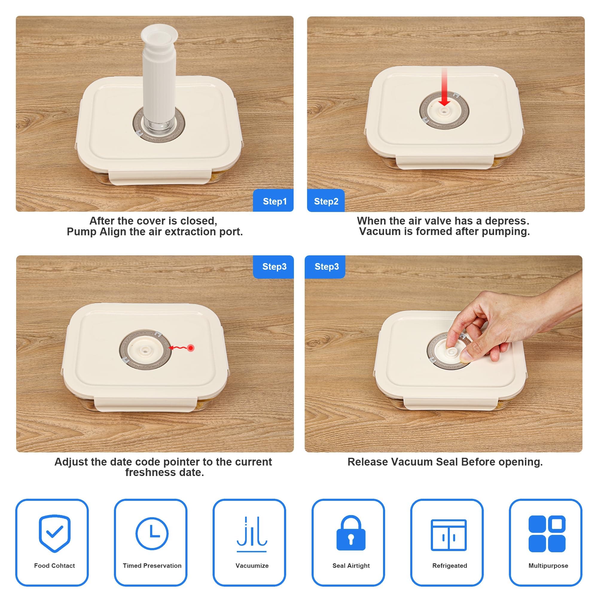 19 PCS Vacuum Sealer Handheld Manual Pump Sets with Bags & Containers for Food S - Thumbnail 5