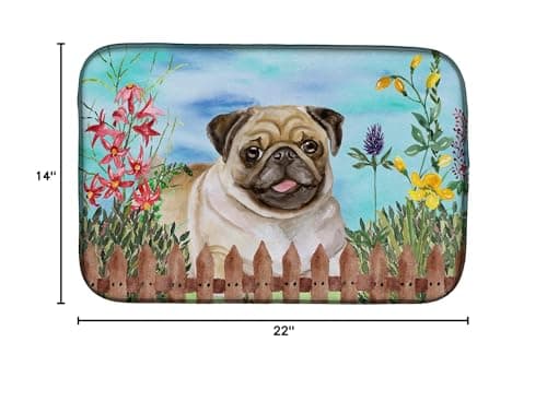Caroline's Treasures CK1280DDM Fawn Pug Spring Dish Drying Mat Absorbent Dish Dr - Thumbnail 7