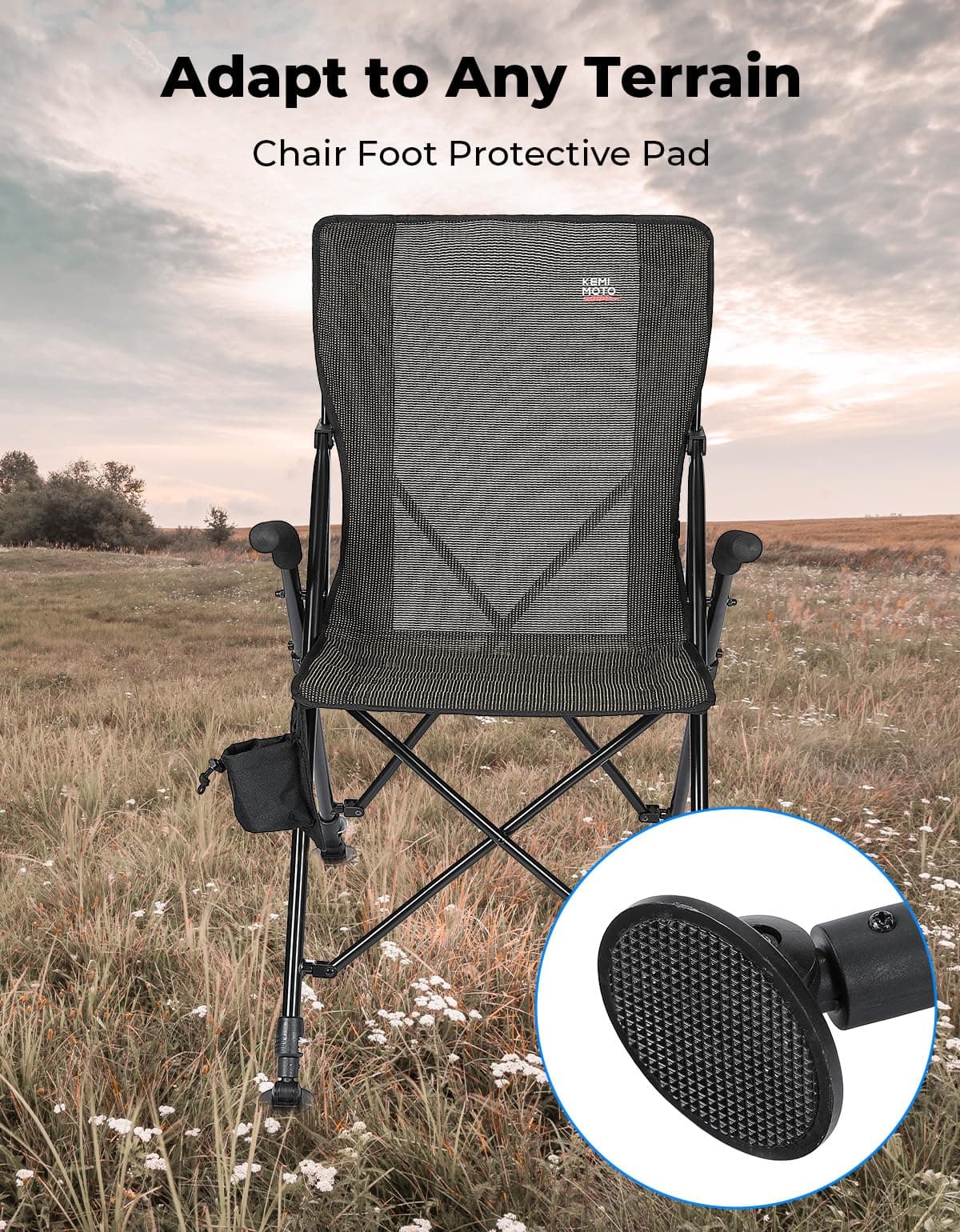 KEMIMOTO Portable Lightweight Folding Camping Chair, 4 Legs Adjustable Height, 2 - Thumbnail 7