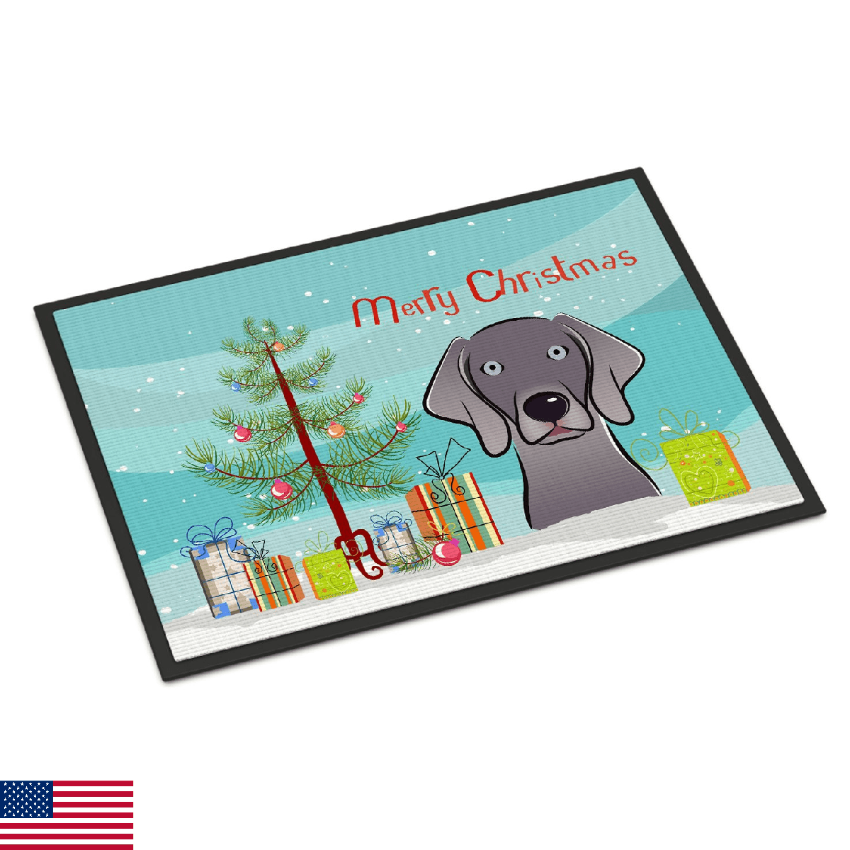 Caroline's Treasures BB1603MAT Christmas Tree and Weimaraner Doormat 18x27 Front - Image 1