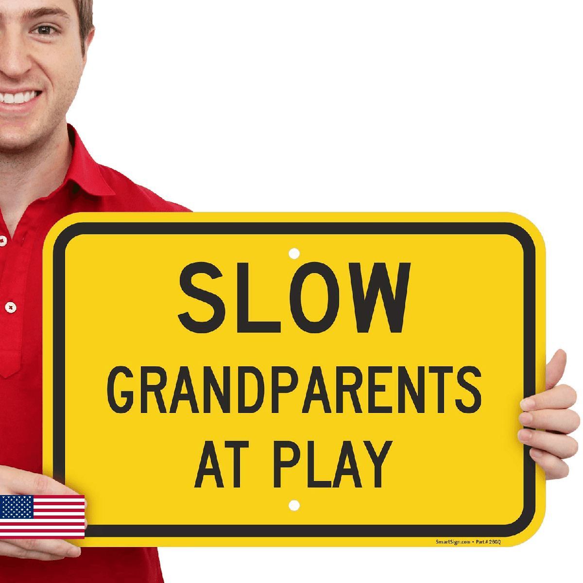 SmartSign Slow - Grandparents At Play Sign 12x18 Aluminum - Image 1