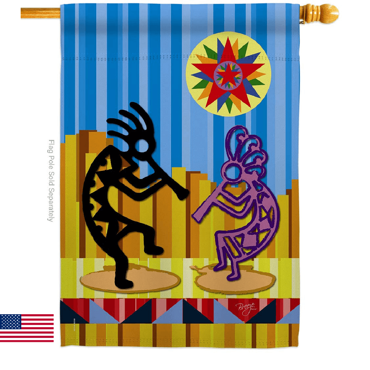 Breeze Decor SW-H-115079-IP Kokopelli Dream Decorative Vertical House Flag, 28" - Image 1