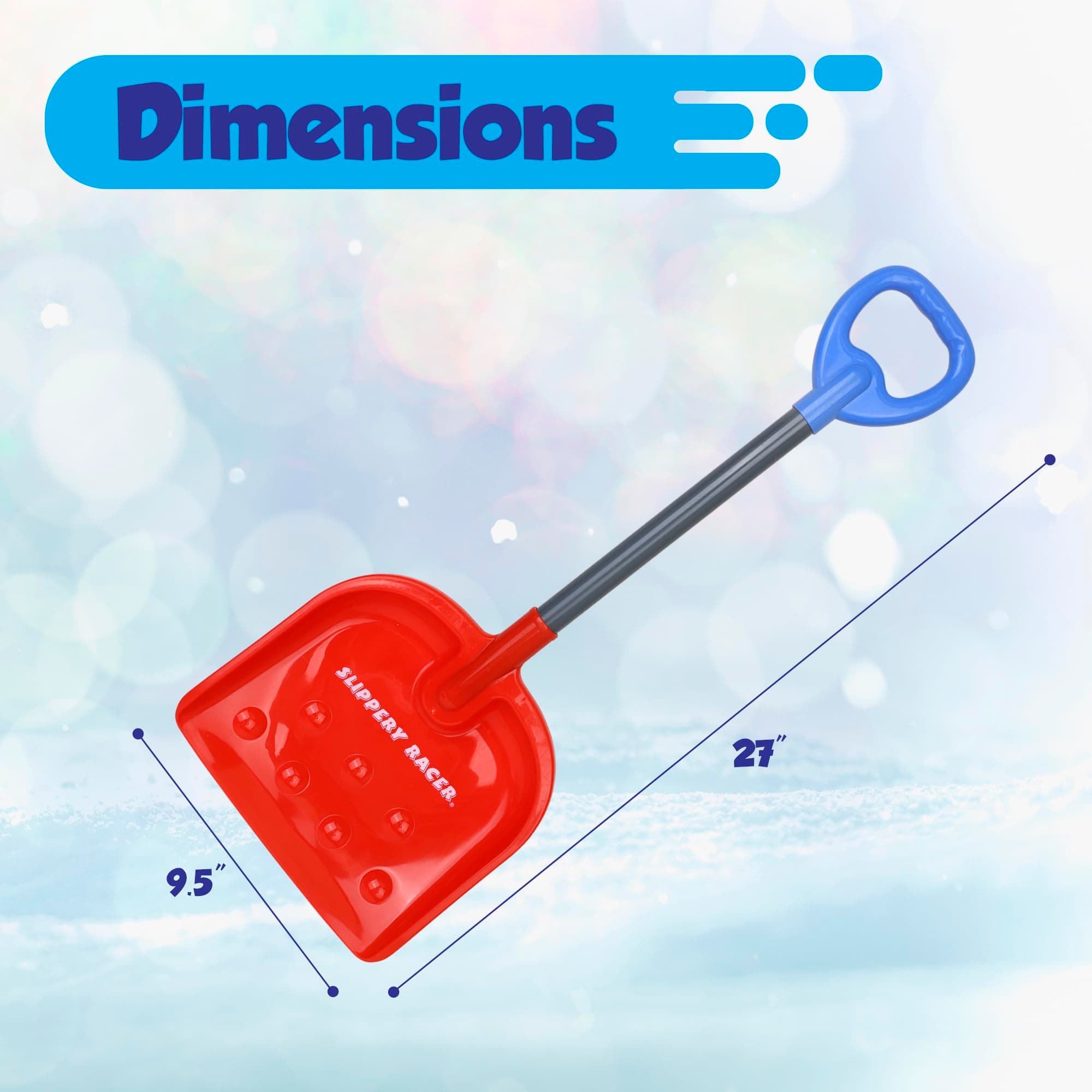 Slippery Racer Kids Outdoor Snow Shovel 27 inch (Green/Blue) - Thumbnail 2