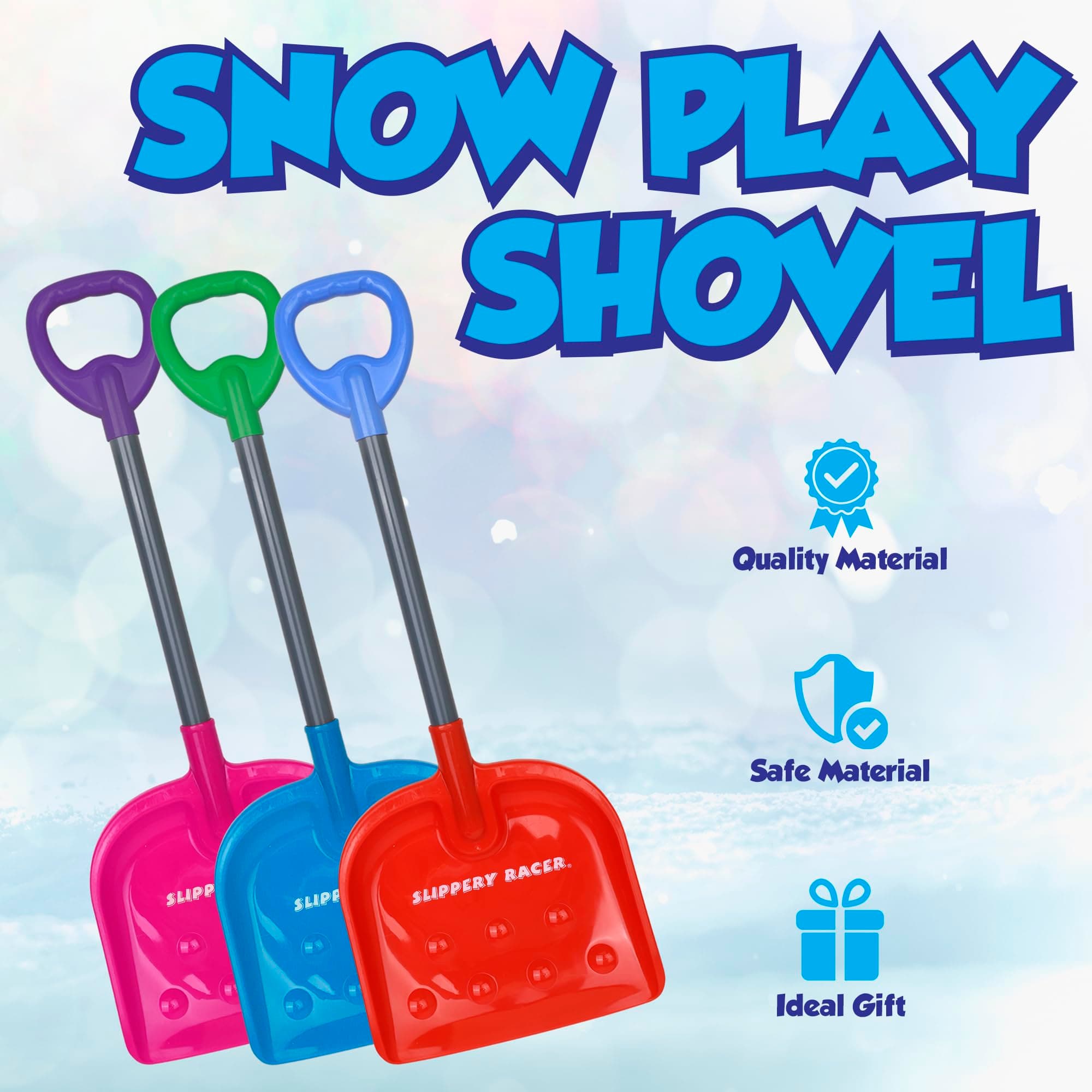 Slippery Racer Kids Outdoor Snow Shovel 27 inch (Green/Blue) - Thumbnail 7