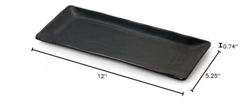 G.E.T. RP-1253-BK-EC 12" x 5.25" Rectangular Platter, Nara, Black, Large, Pack o - Thumbnail 2