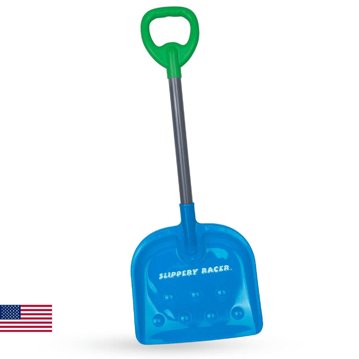 Slippery Racer Kids Outdoor Snow Shovel 27 inch (Green/Blue) - Image 1