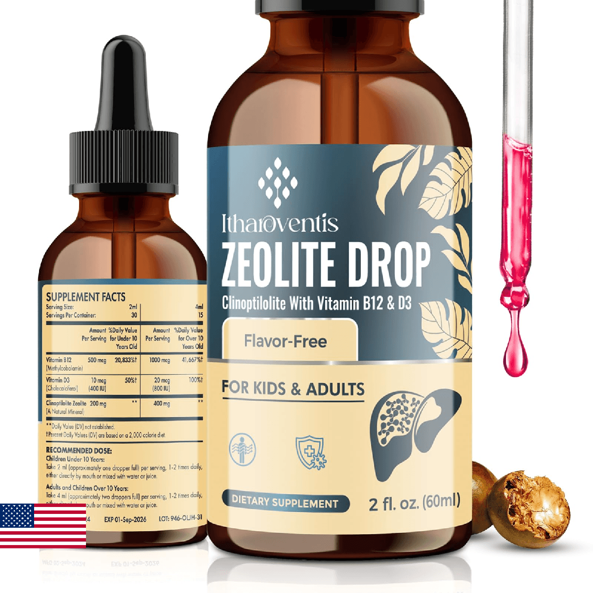 Itharoventis Zeolite Drops for Kids and Adults, Zeolite Clinoptilolite Liquid wi - Image 1