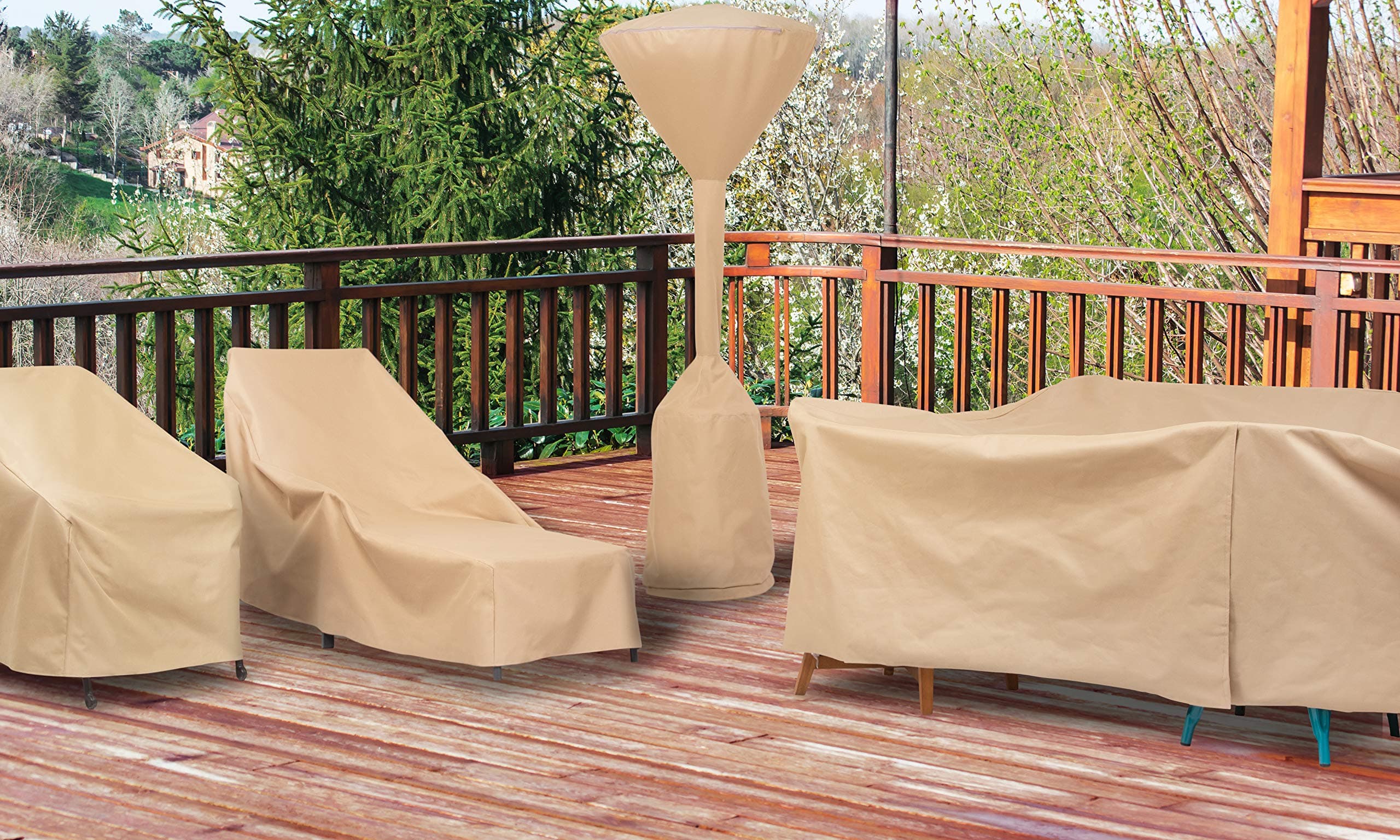 Modern Leisure Basics Patio Chaise Lounge Chair Cover Weather-Resistant Fabric F - Thumbnail 6