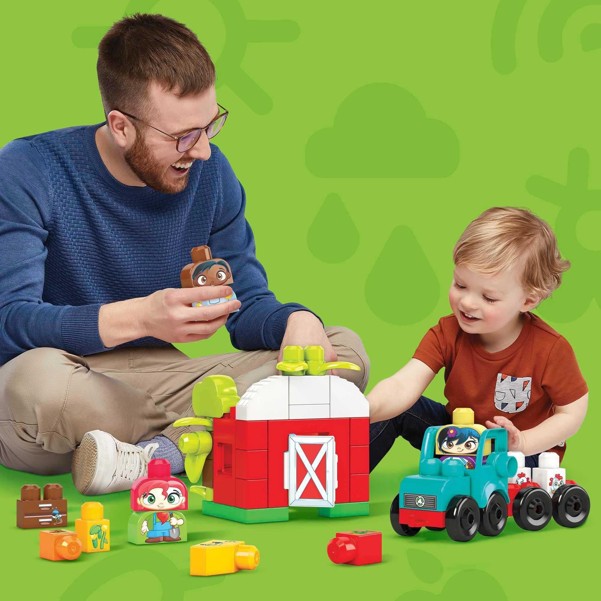 Mega Bloks Fisher-Price Toddler Building Blocks Toy Set, Green Town Grow & Prote - Thumbnail 3