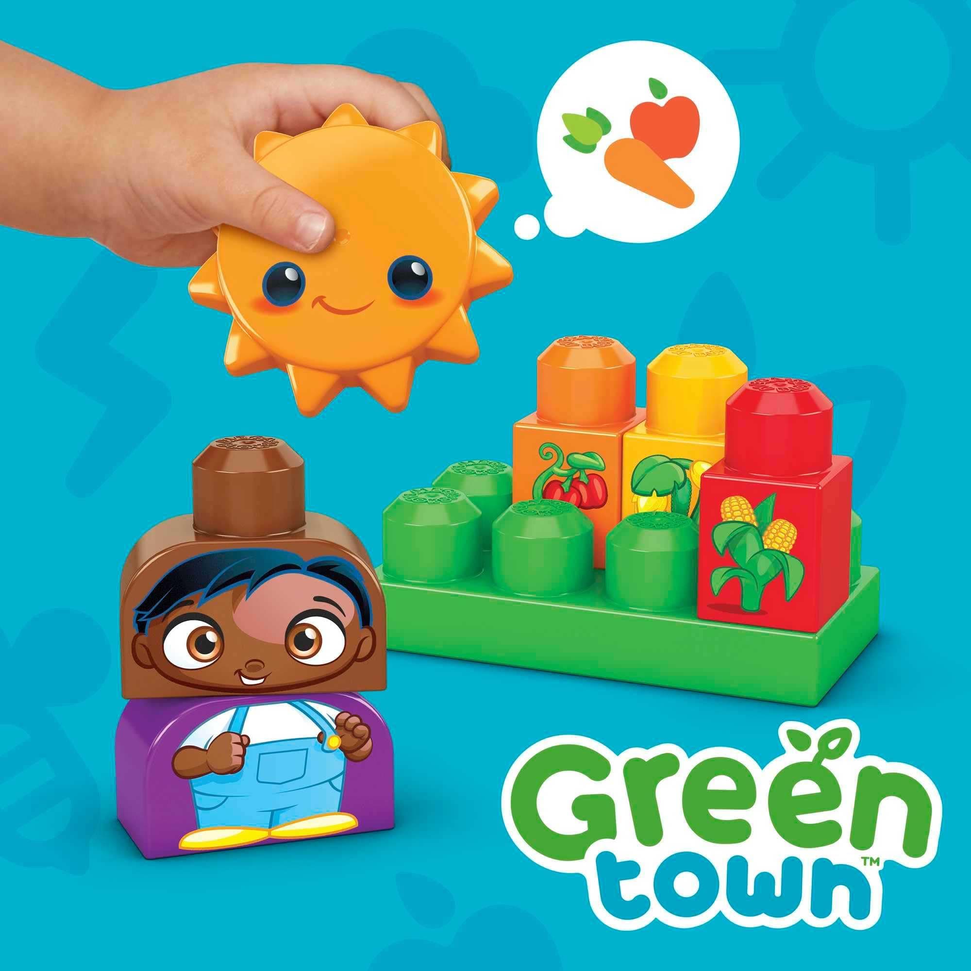 Mega Bloks Fisher-Price Toddler Building Blocks Toy Set, Green Town Grow & Prote - Thumbnail 6