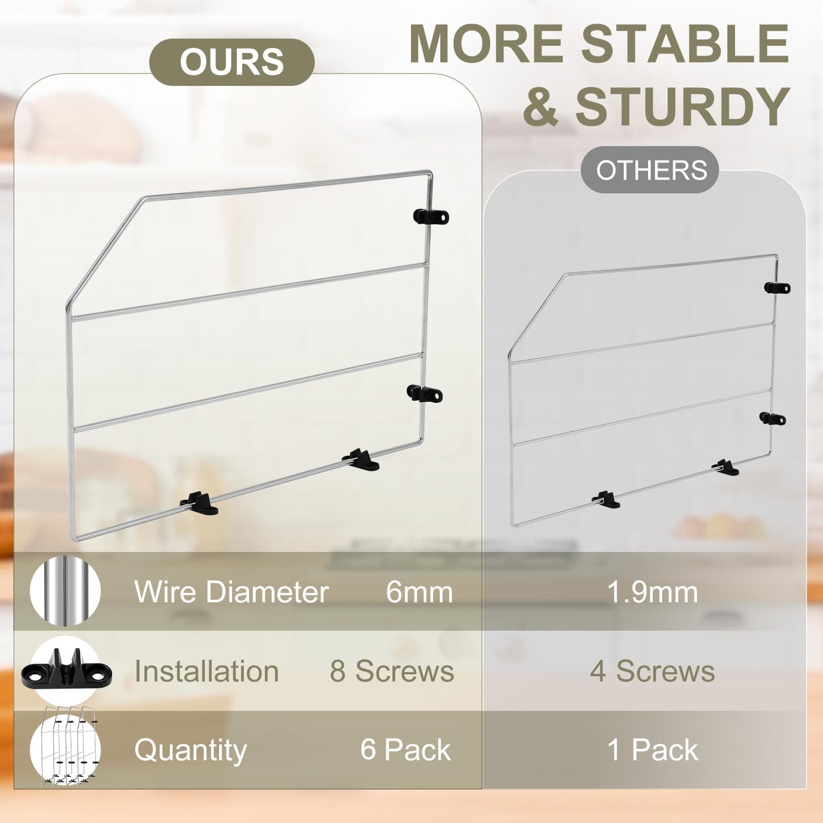 Blulu 6 Pcs Baking Sheet Organizer 12" x 20" Tray Dividers for Cabinets Kitchen - Thumbnail 3