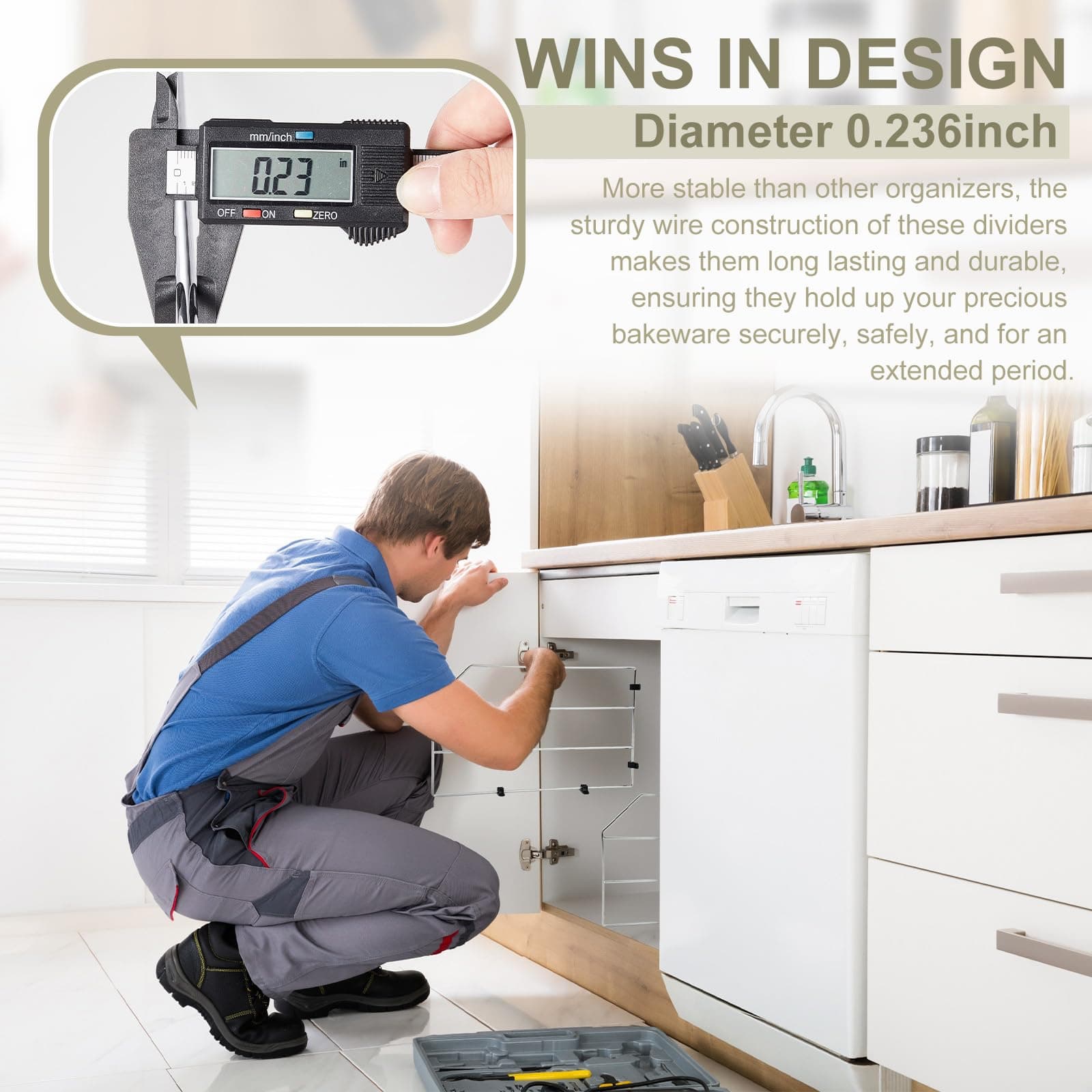 Blulu 6 Pcs Baking Sheet Organizer 12" x 20" Tray Dividers for Cabinets Kitchen - Thumbnail 4