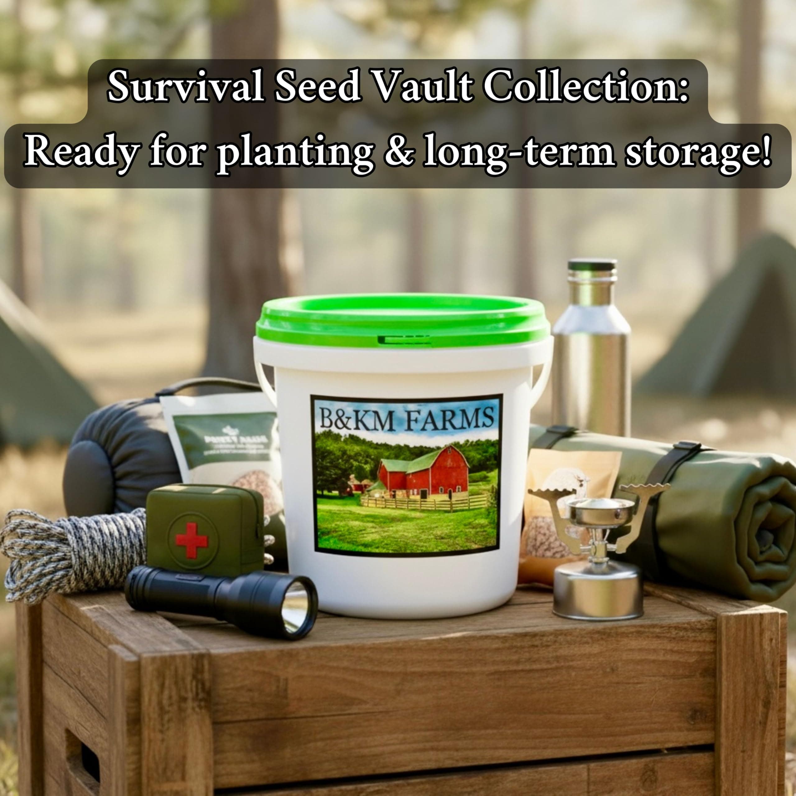 B&KM Farms Survival Seed Kit: 20,000+ Non-GMO Fruit & Vegetable Seeds, 5+ Yr Sup - Thumbnail 6