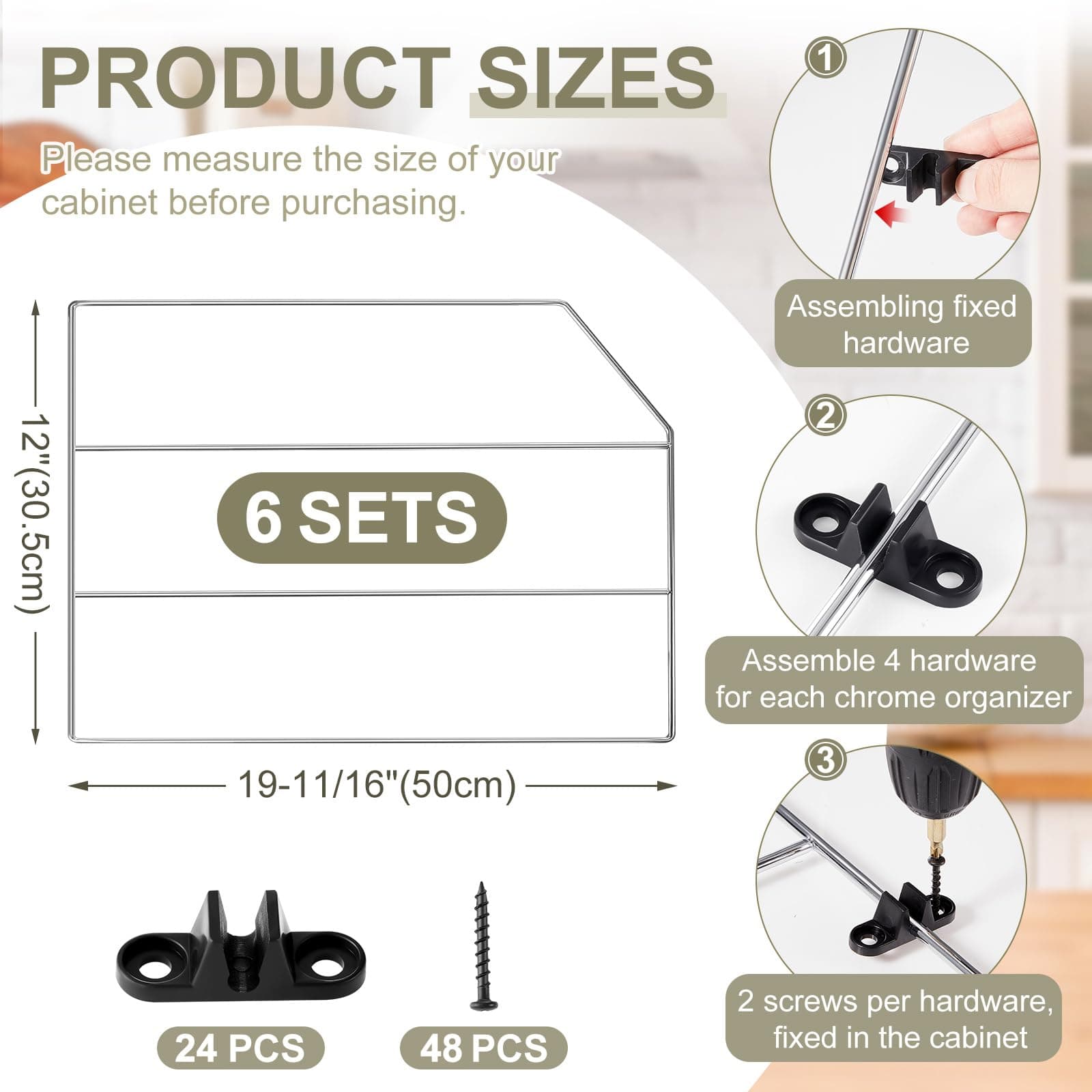 Blulu 6 Pcs Baking Sheet Organizer 12" x 20" Tray Dividers for Cabinets Kitchen - Thumbnail 2