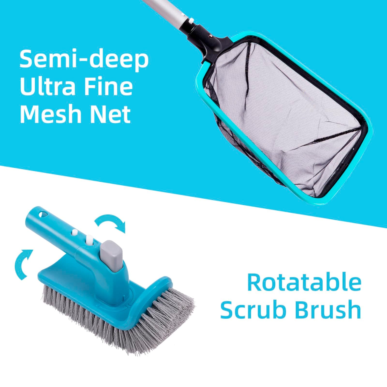 Sepetrel Deluxe Pool Cleaning Kit: 2 Brush Heads, 2 Skimmers - NO Pole - Thumbnail 5